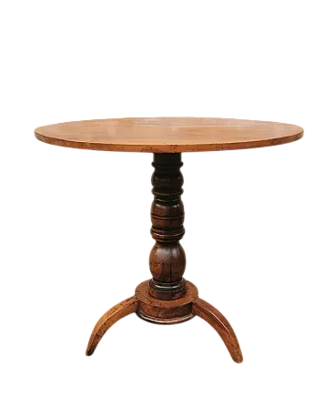 Tavolo tondo a ribalta in noce, fine '800