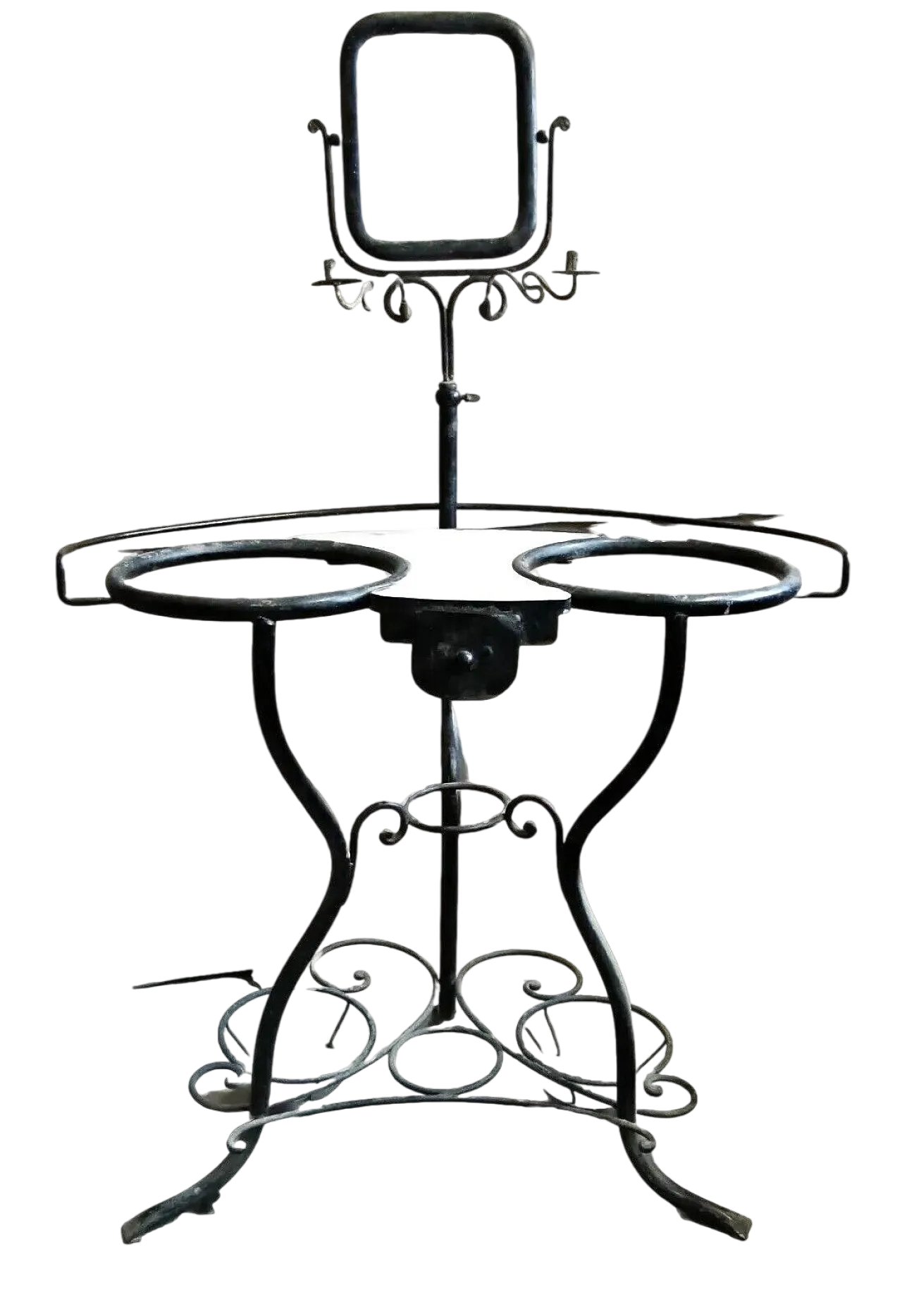 Toeletta in ferro battuto con due bacinelle, fine '800 4