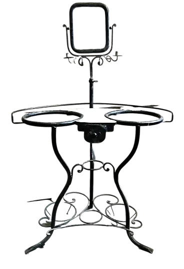 Toeletta in ferro battuto con due bacinelle, fine '800