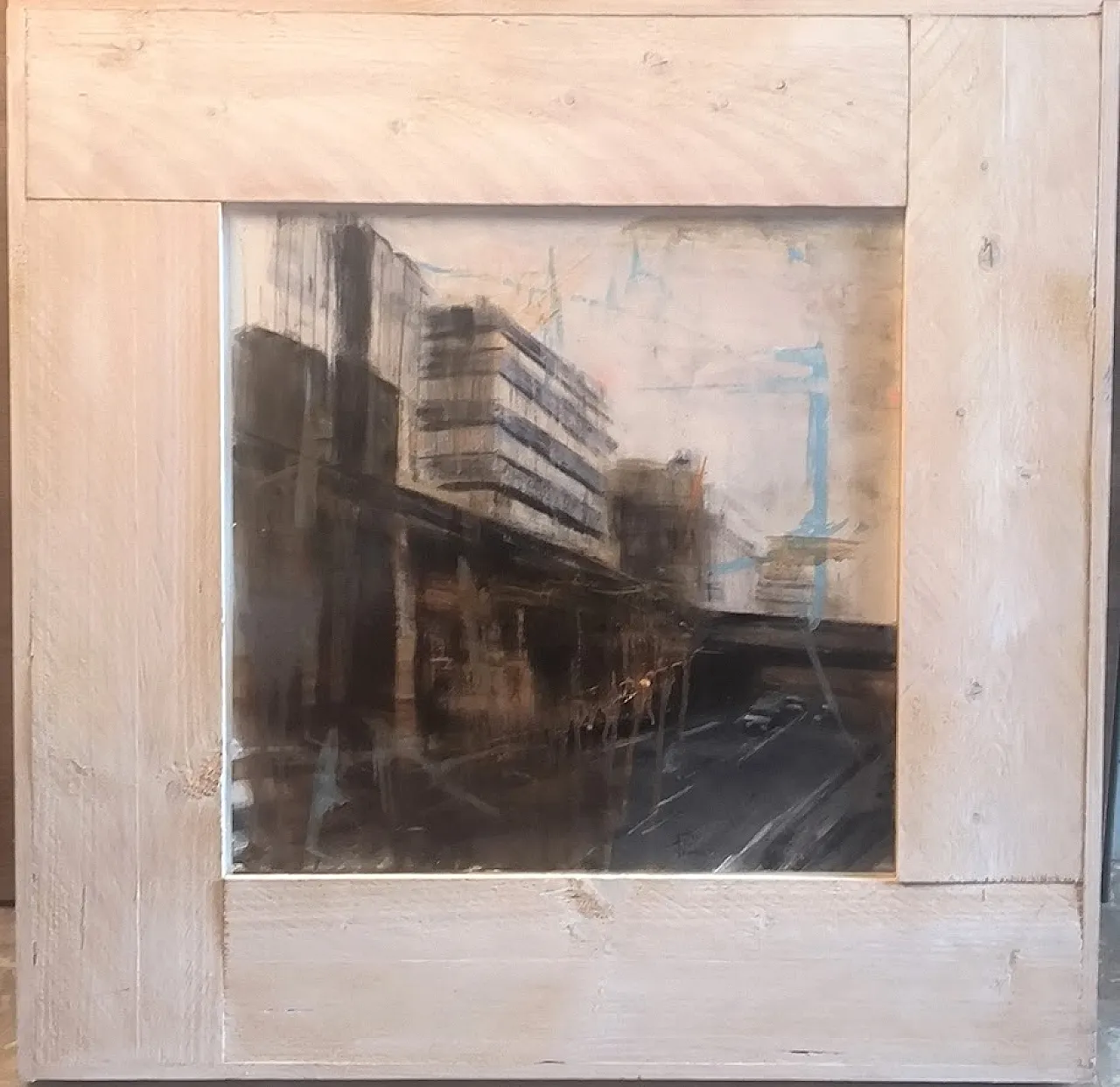 Oil on paper by Alfredo Pini of the series "The cities", 2000 2