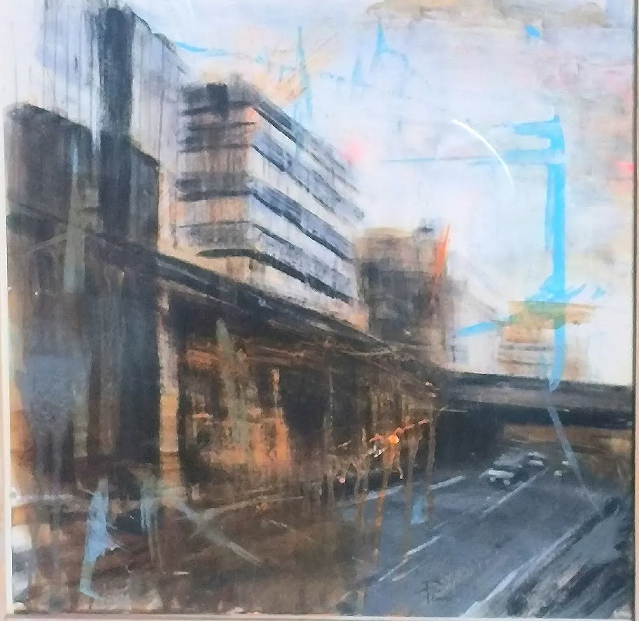 Oil on paper by Alfredo Pini of the series "The cities", 2000 4