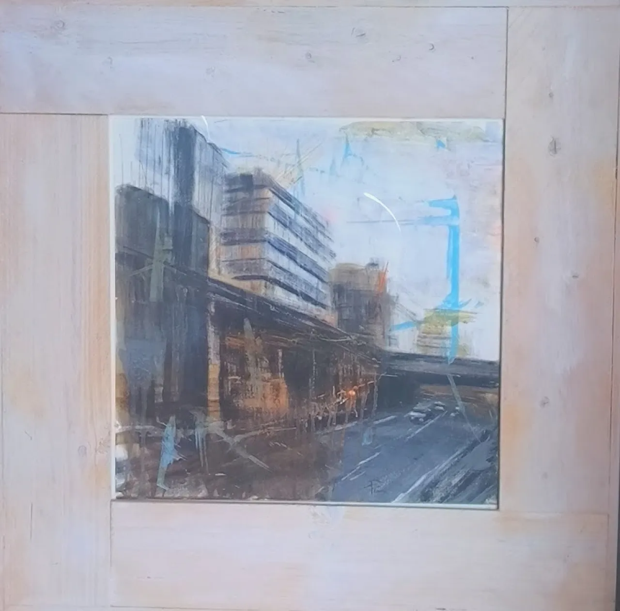 Oil on paper by Alfredo Pini of the series "The cities", 2000 5