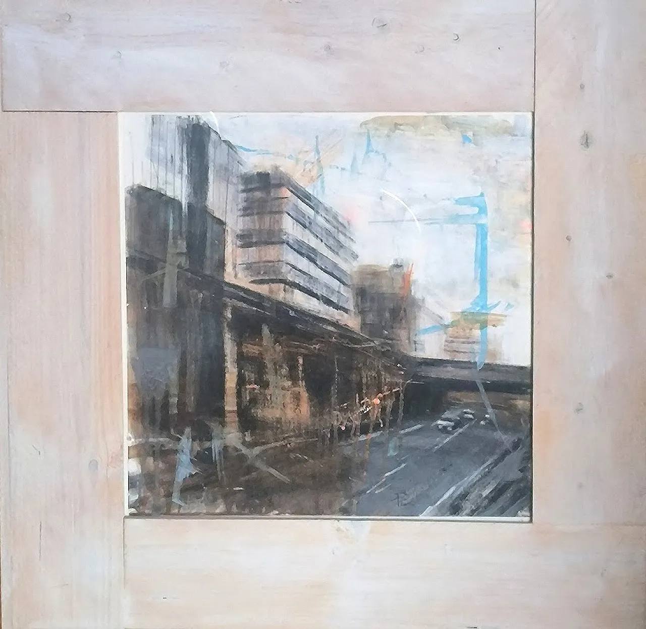 Oil on paper by Alfredo Pini of the series "The cities", 2000 6