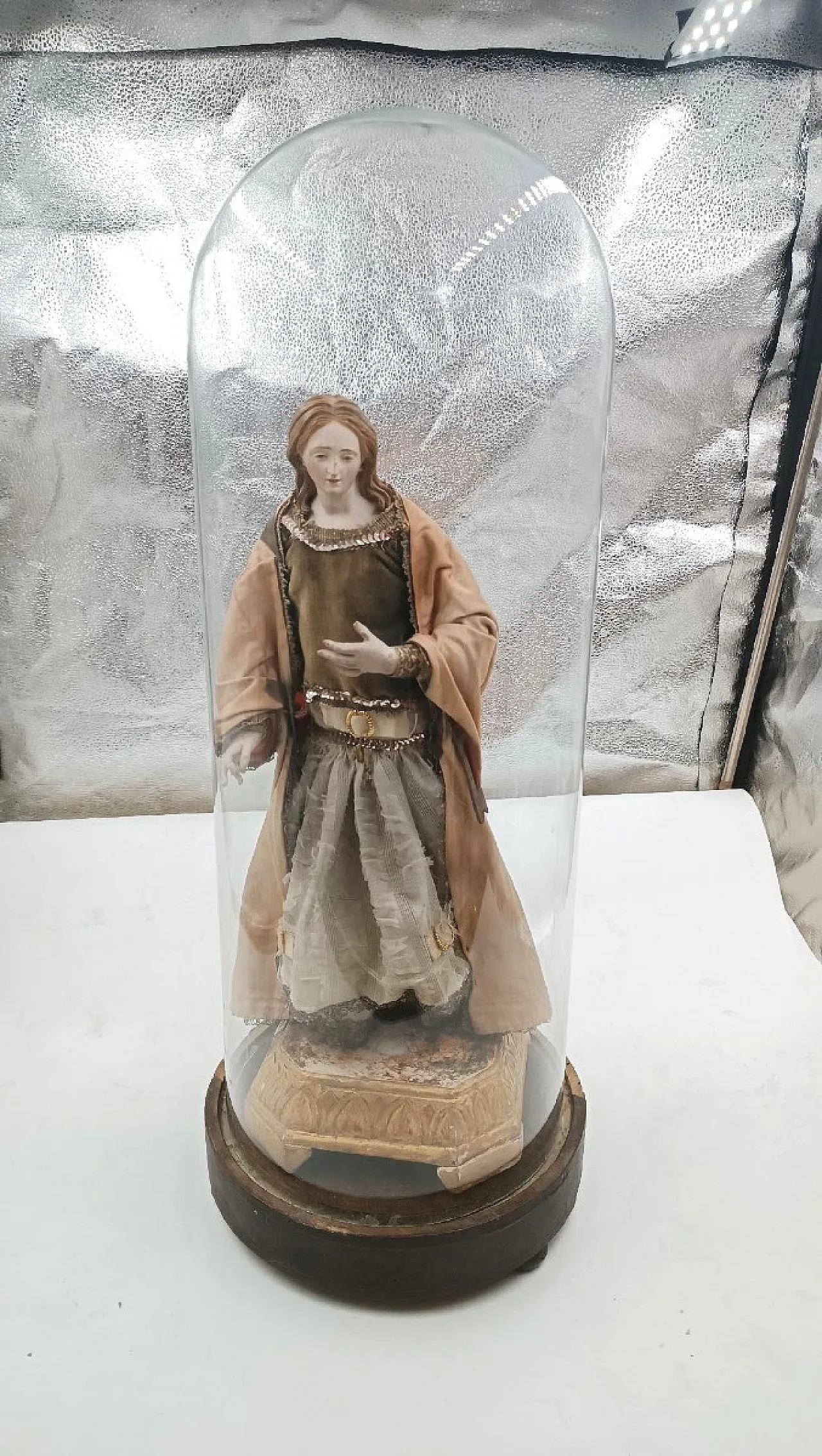 Sculpture of the Madonna or St Agatha in a glass bell, 19th century 1