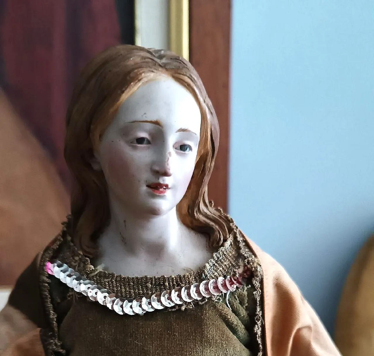 Sculpture of the Madonna or St Agatha in a glass bell, 19th century 10