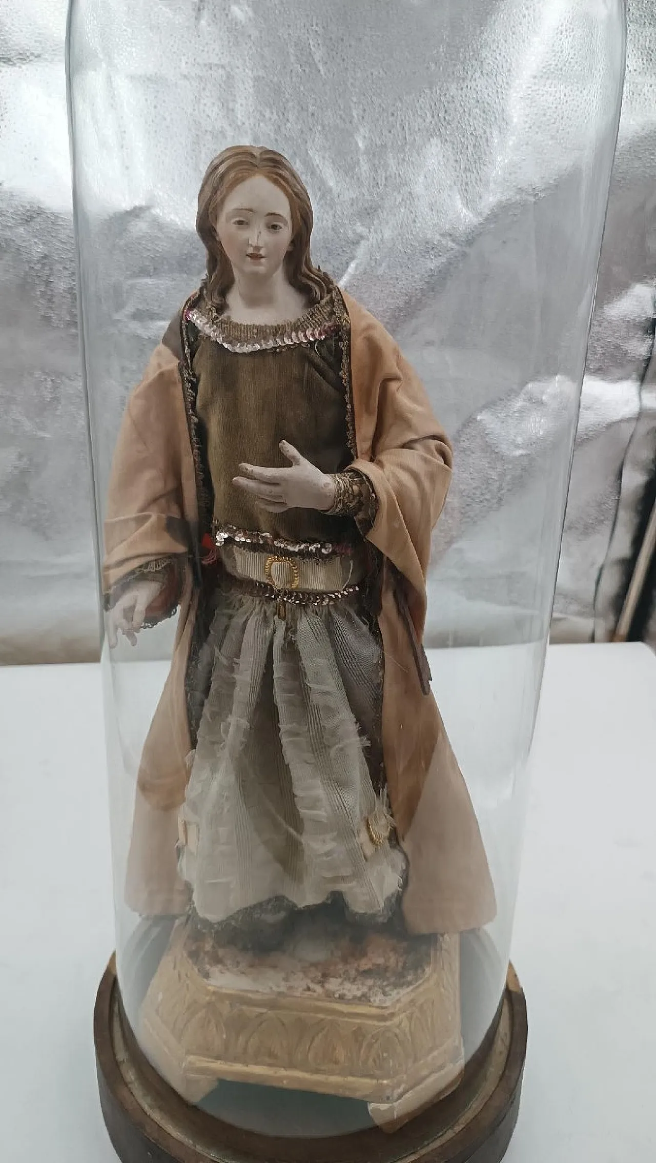 Sculpture of the Madonna or St Agatha in a glass bell, 19th century 11