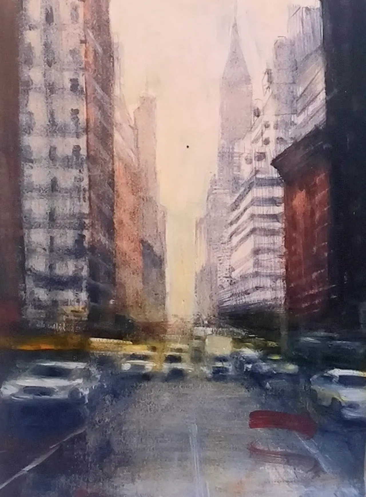 Olio su carta di ALFREDO PINI della serie "Le Città" - 51,5 x 37,0 cm 2