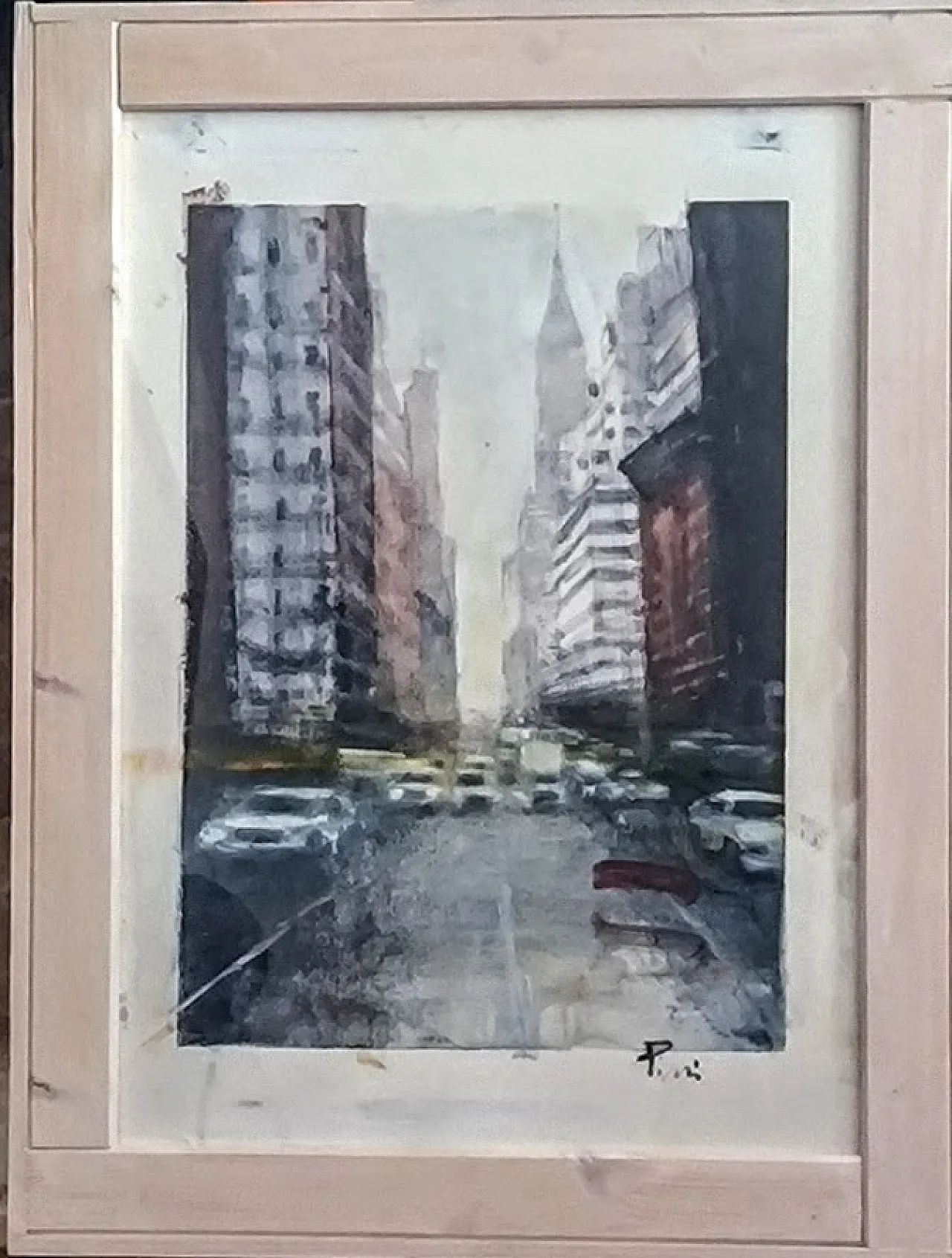 Olio su carta di ALFREDO PINI della serie "Le Città" - 51,5 x 37,0 cm 9
