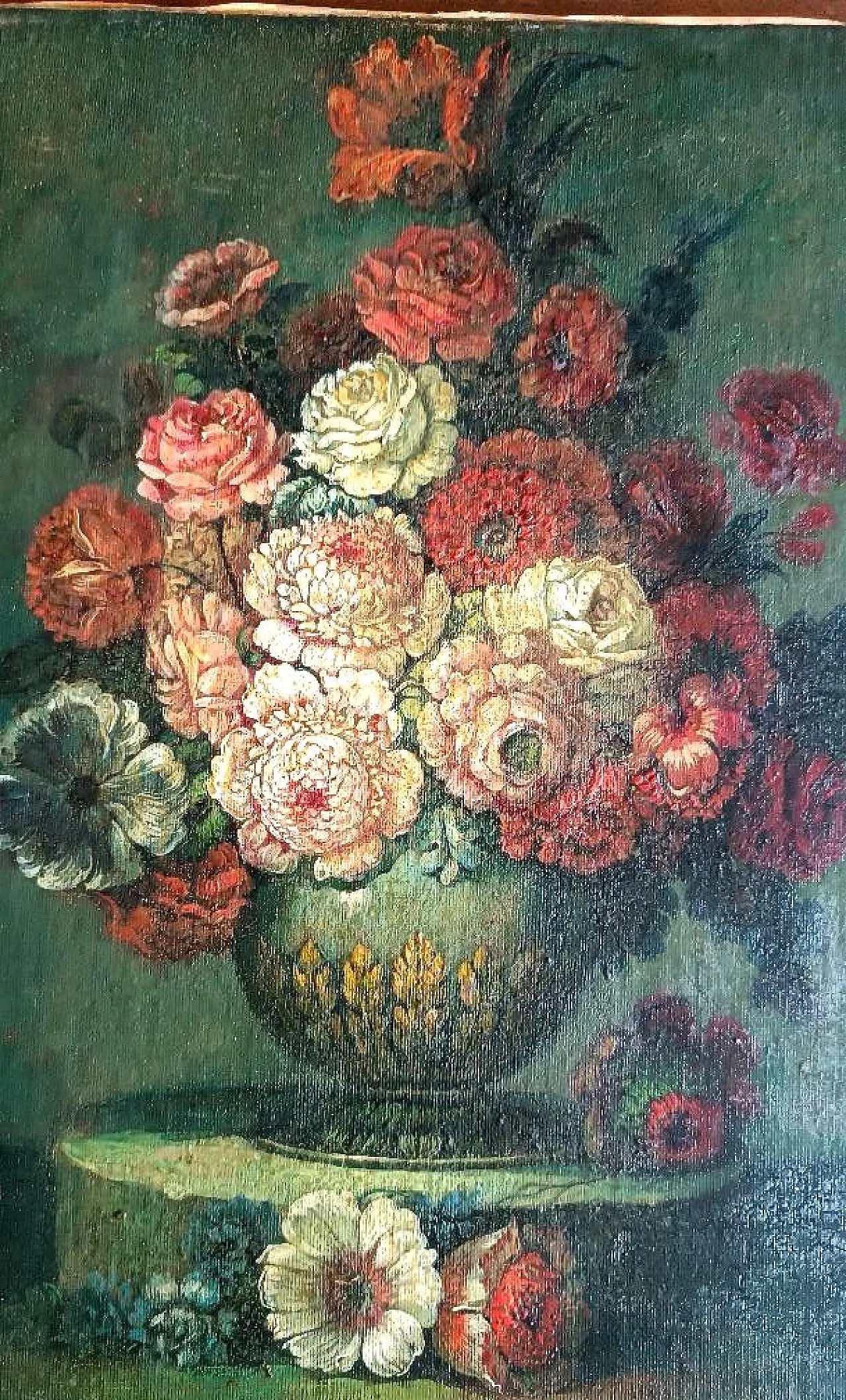 Vase of Flowers, oil painting on canvas, 19th century 3
