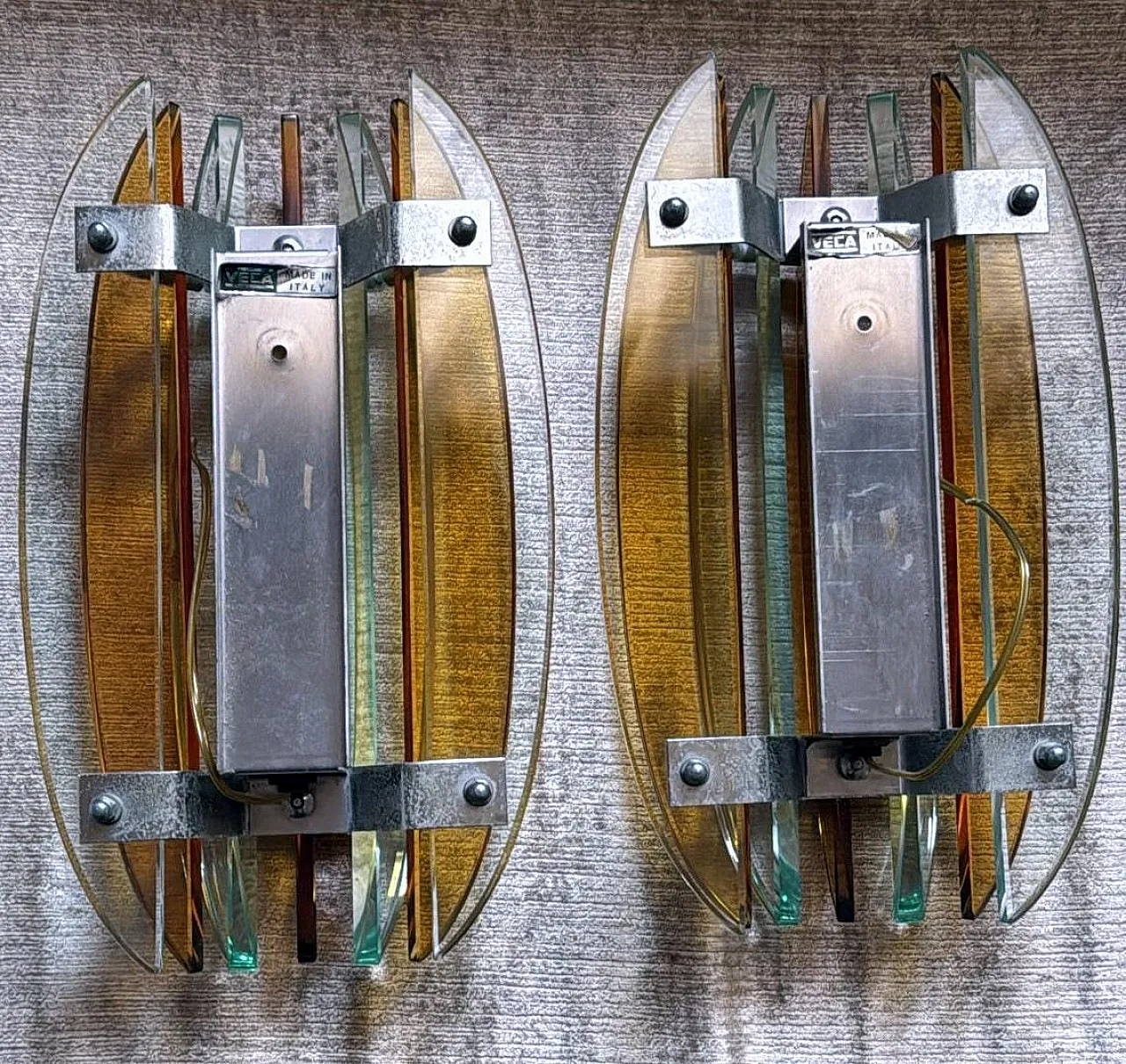 Coppia di applique di Veca per Fontana Arte, anni '70 9