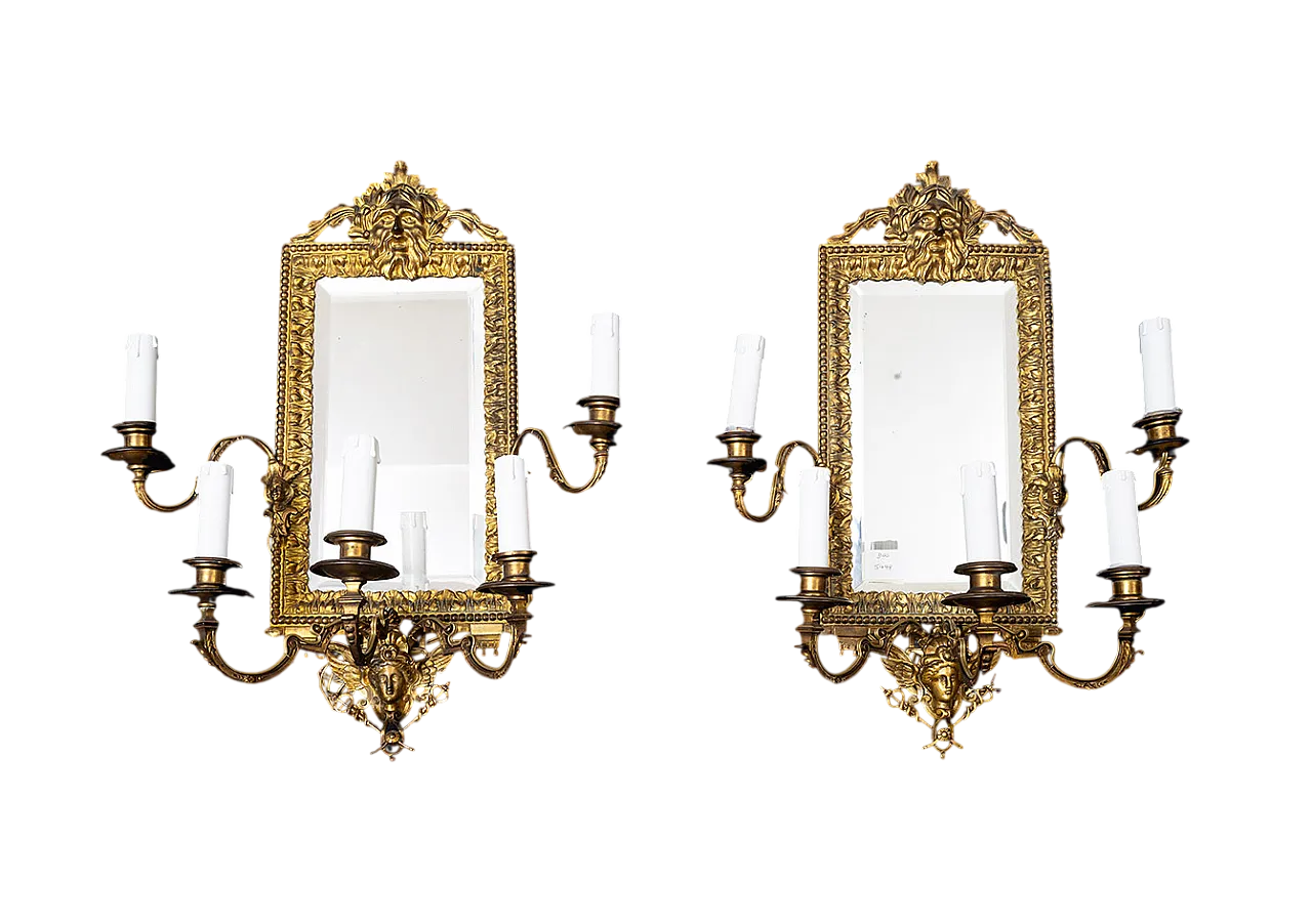 Coppia di specchiere "Ventoline"Napoleone III in bronzo dorato, '800 5