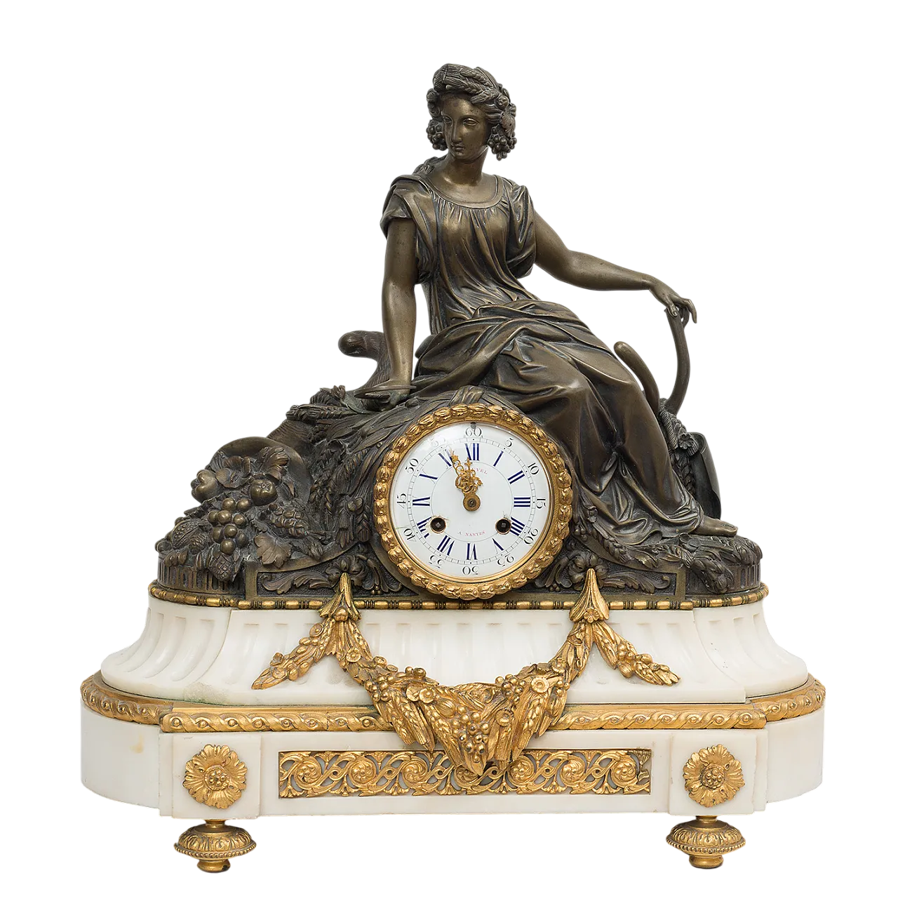 Napoleon III French watch in bronze and marble depicting, 19th c. 8