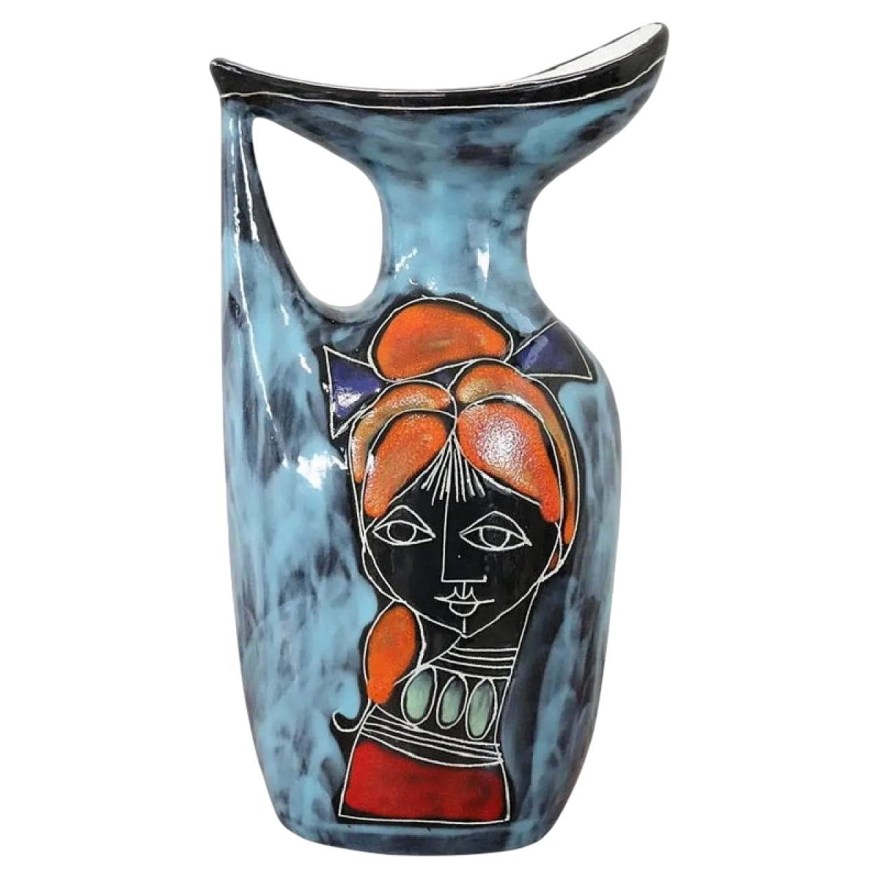 Decorated ceramic vase, 1960s 9