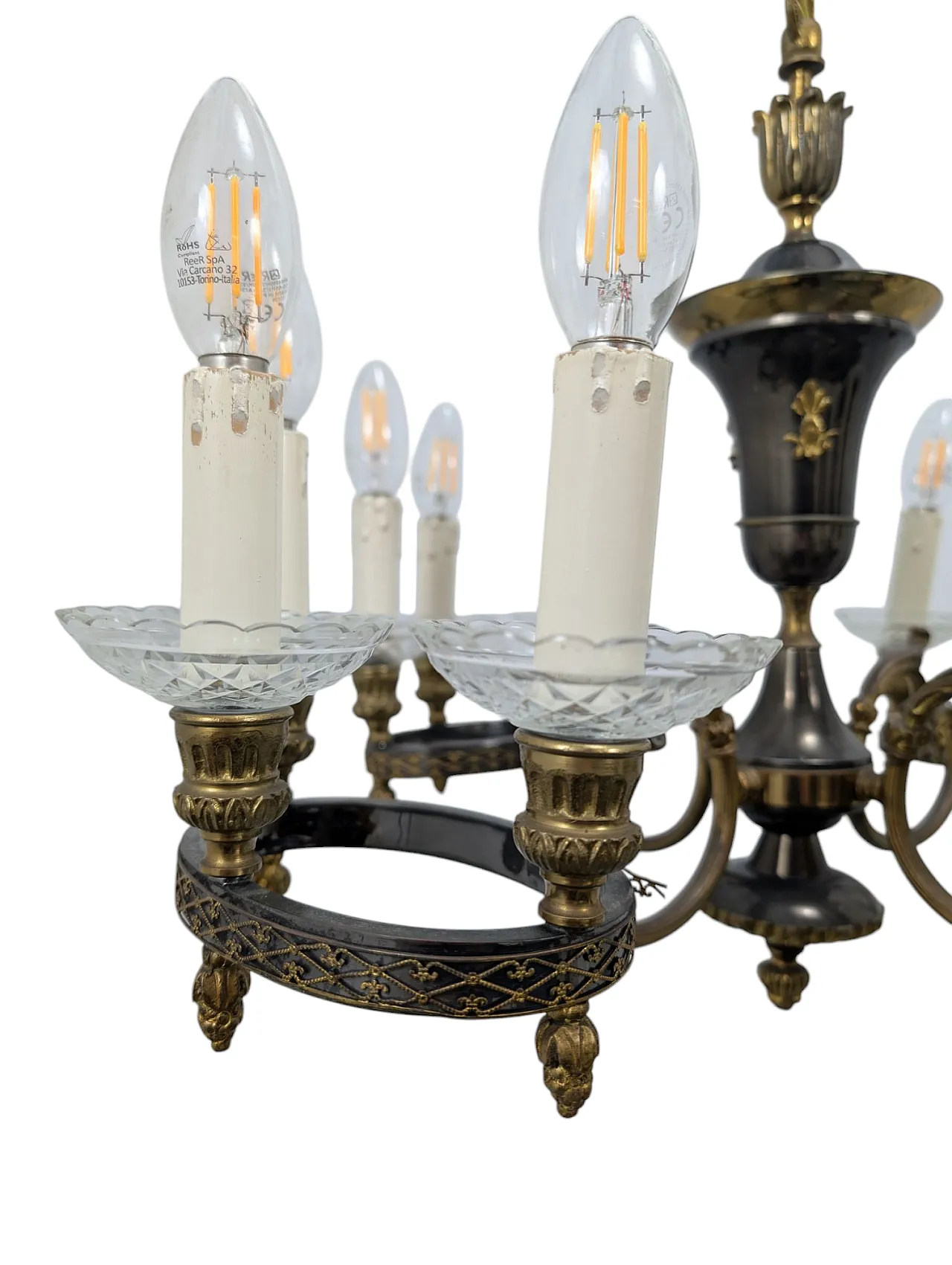 Brass chandelier with 12 lights, 50s 3