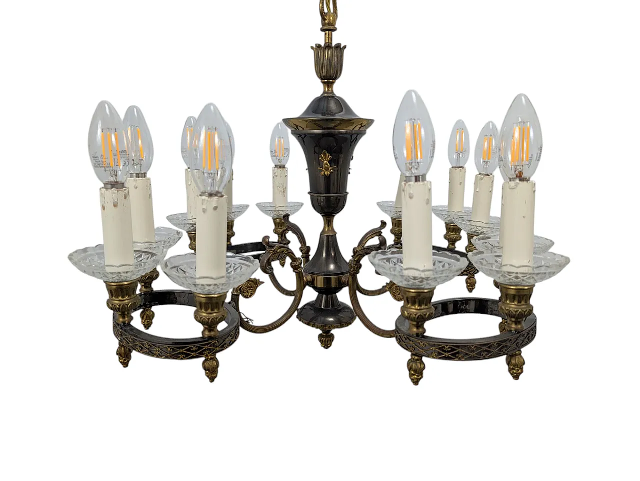 Brass chandelier with 12 lights, 50s 4