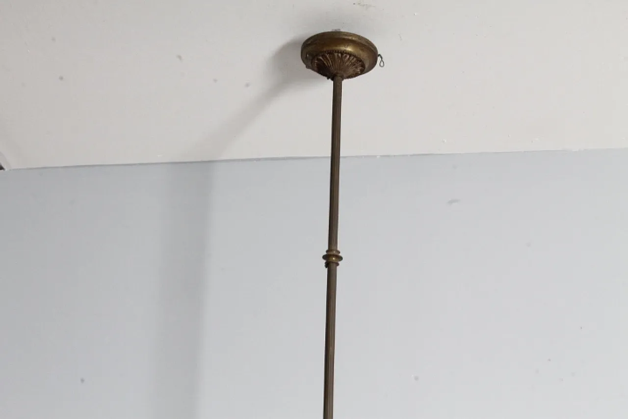 Lampadario liberty vetro opalino e bronzo, 1930 4