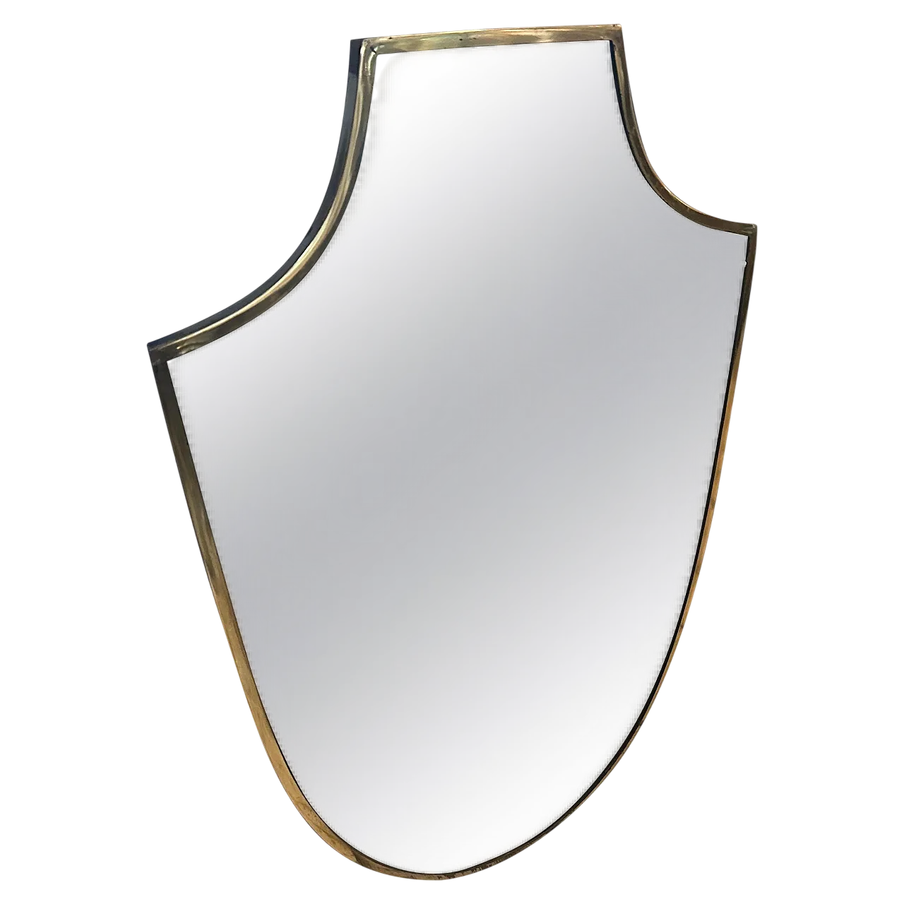 Specchio a forma di scudo in ottone in stile Gio Ponti, anni '50 12