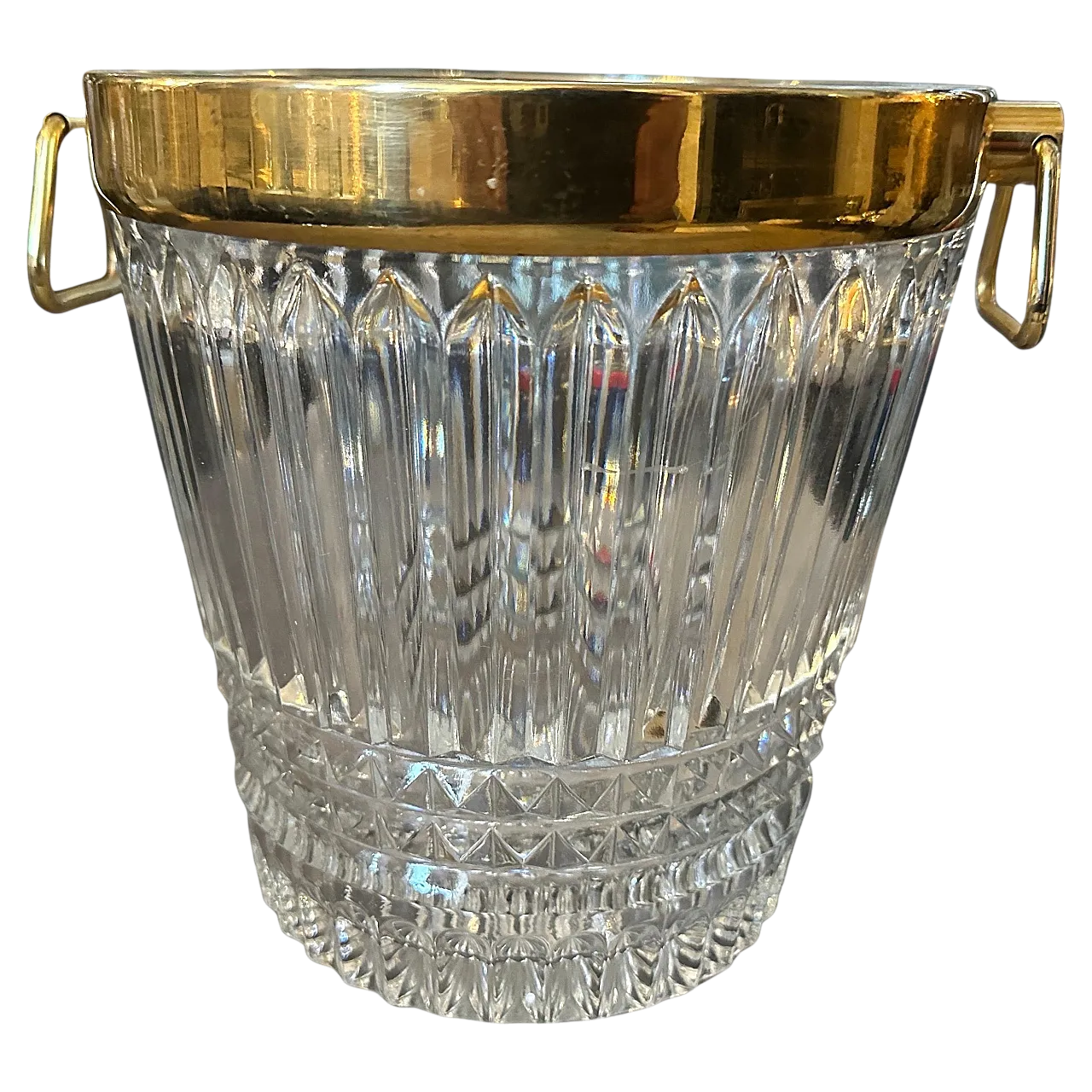 Raffreddatore di vino placcato in argento e cristallo pesante, anni 70 11