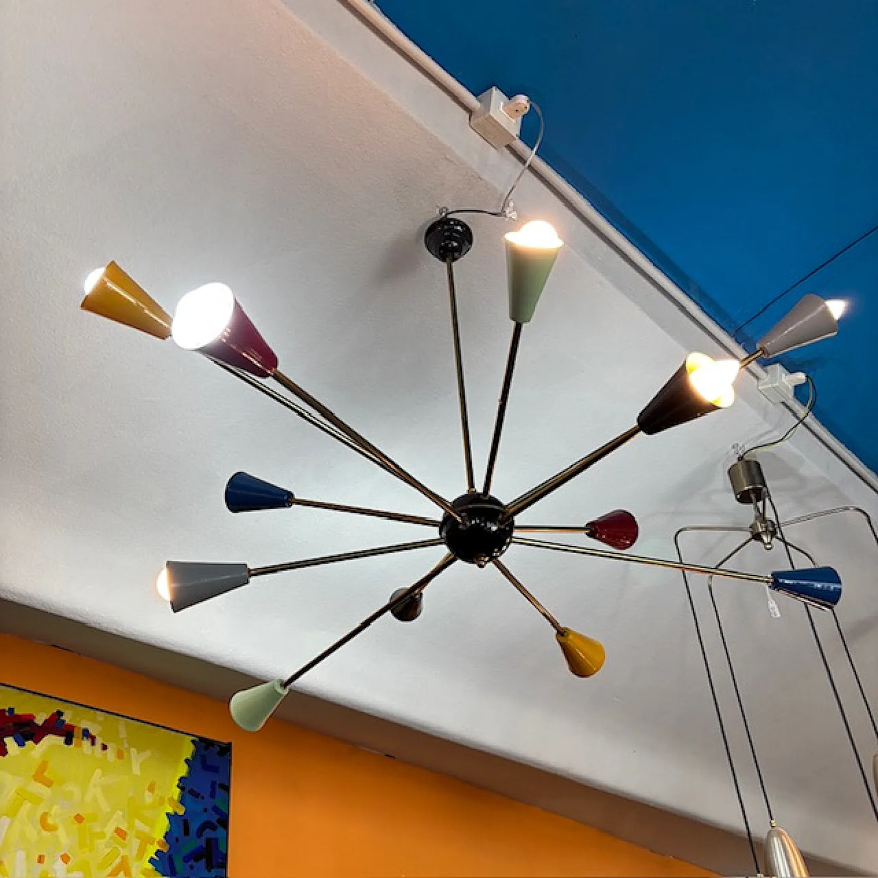 Lampadario Sputnik a 12 bracci di Stilnovo, anni '50 2