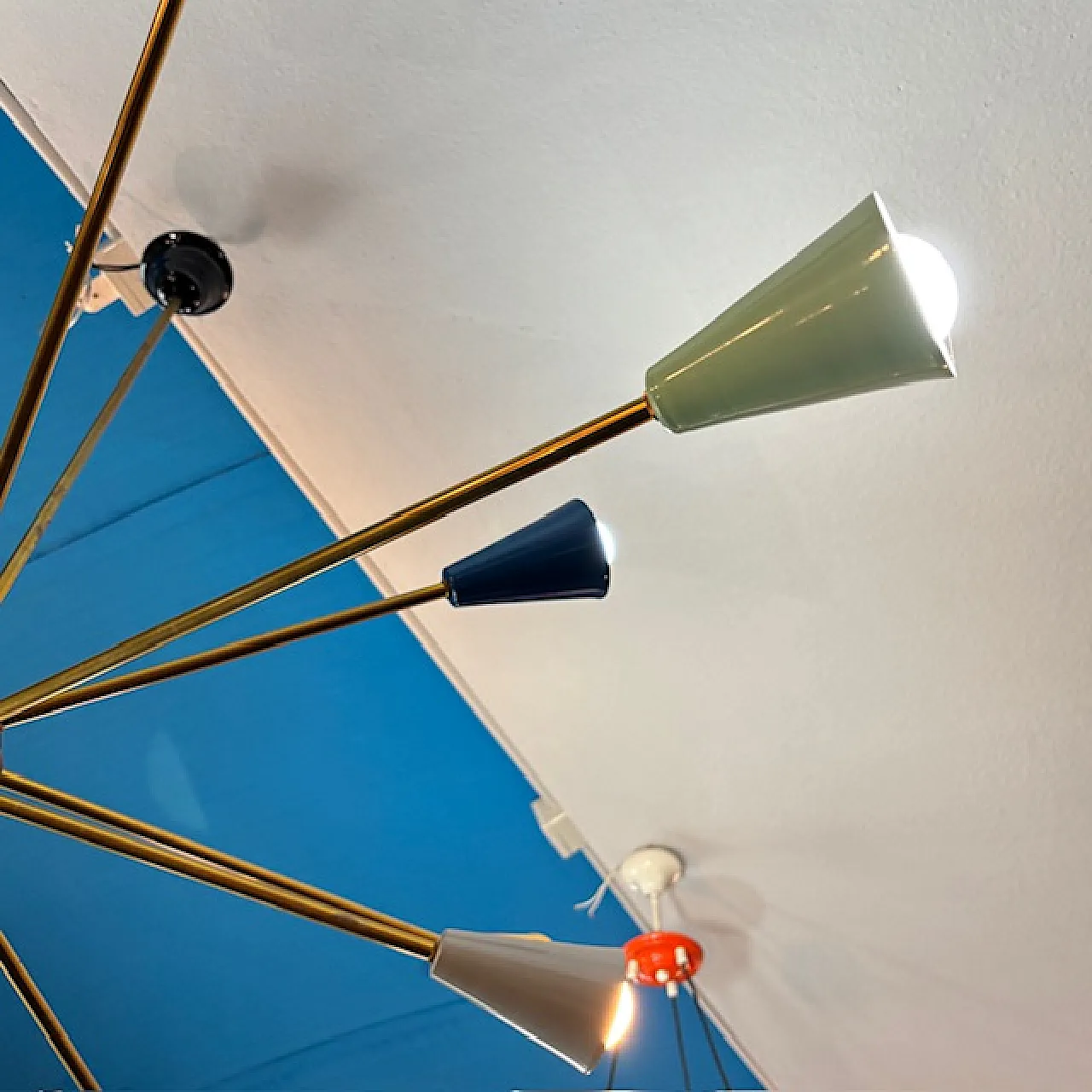 Lampadario Sputnik a 12 bracci di Stilnovo, anni '50 5