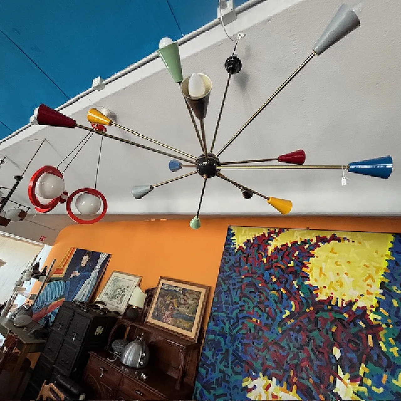 Lampadario Sputnik a 12 bracci di Stilnovo, anni '50 10