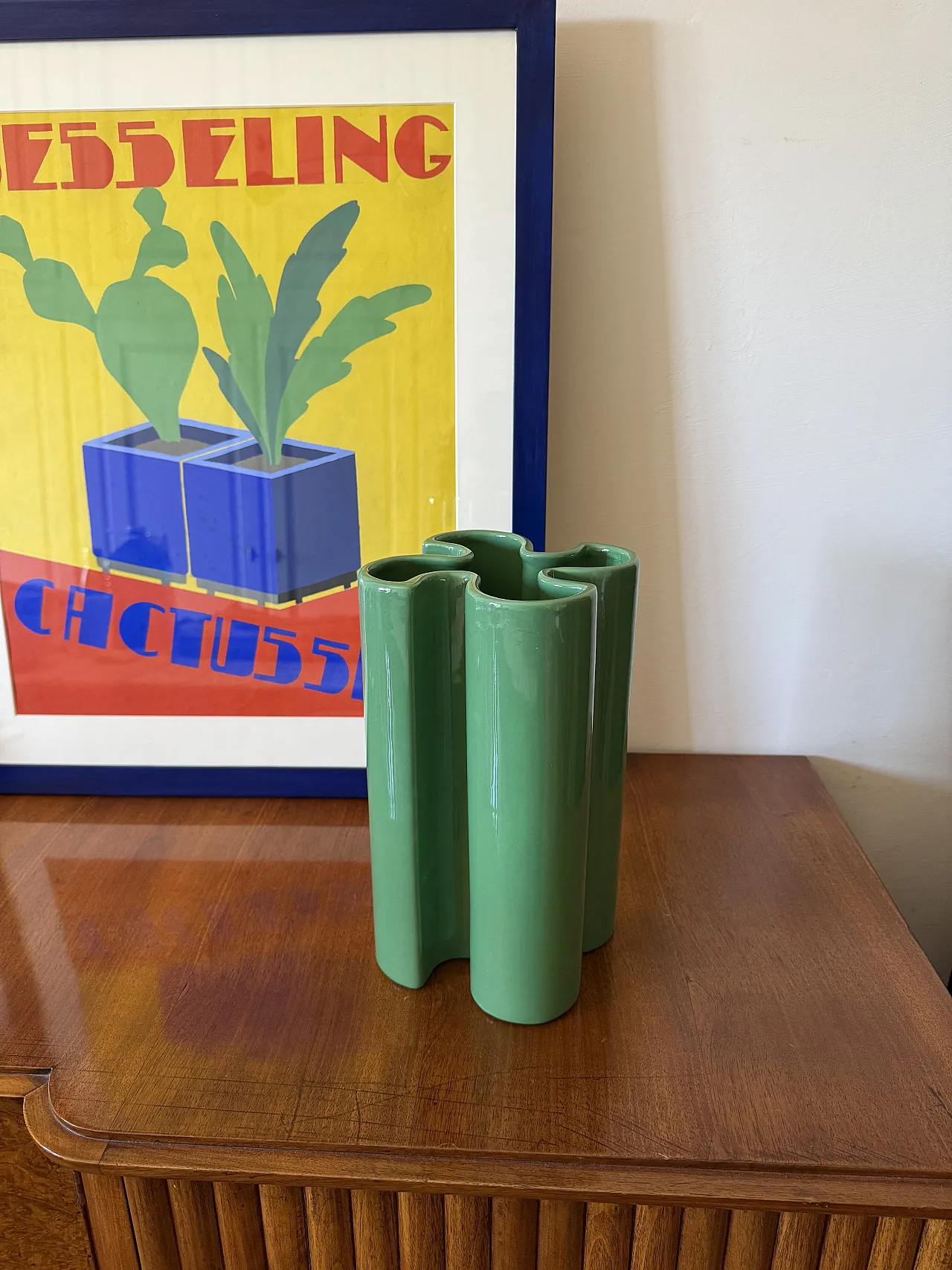 Vaso in ceramica verde di Franco Bettonica per Gabbianelli, anni '70 2