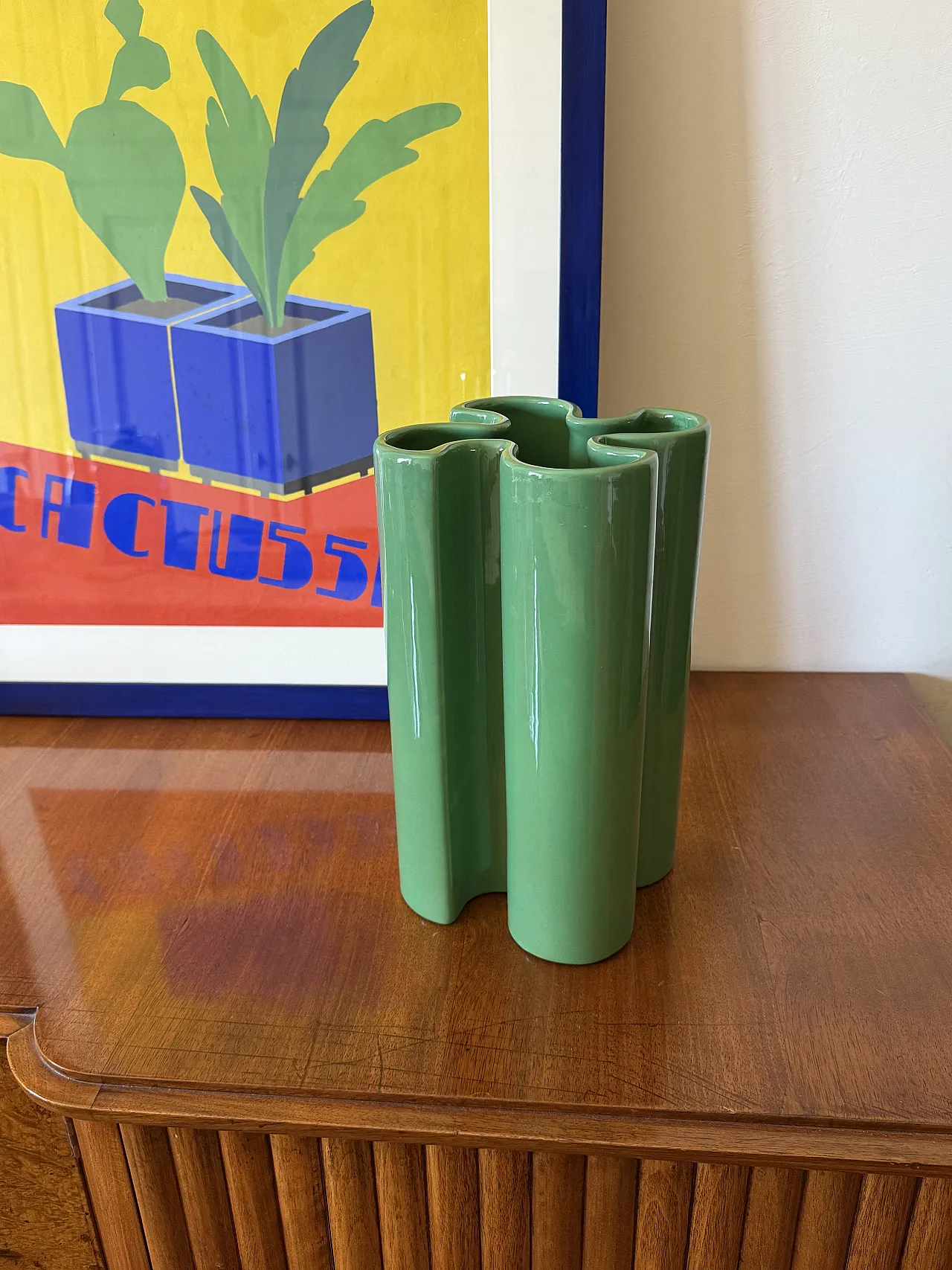 Vaso in ceramica verde di Franco Bettonica per Gabbianelli, anni '70 3