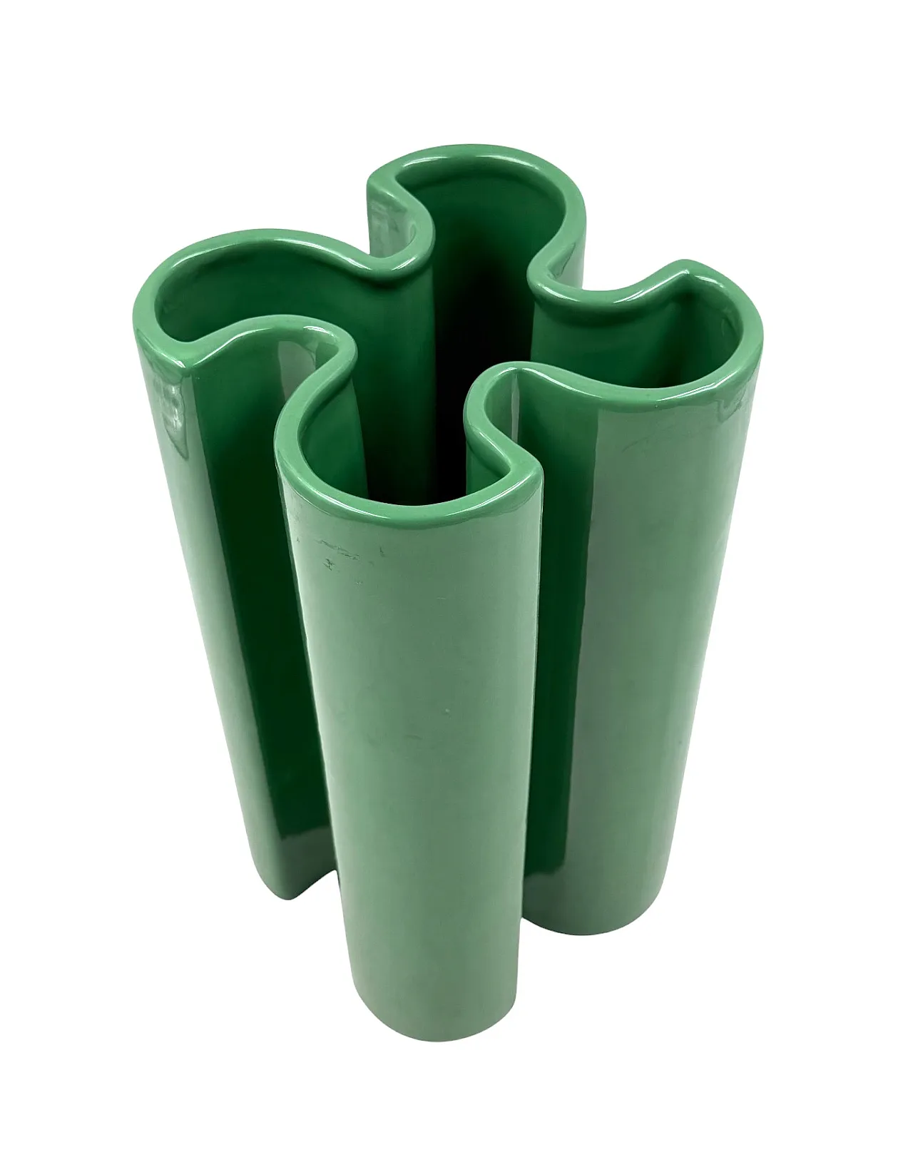 Vaso in ceramica verde di Franco Bettonica per Gabbianelli, anni '70 15