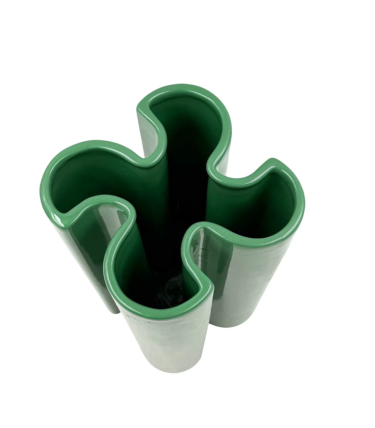 Vaso in ceramica verde di Franco Bettonica per Gabbianelli, anni '70 16