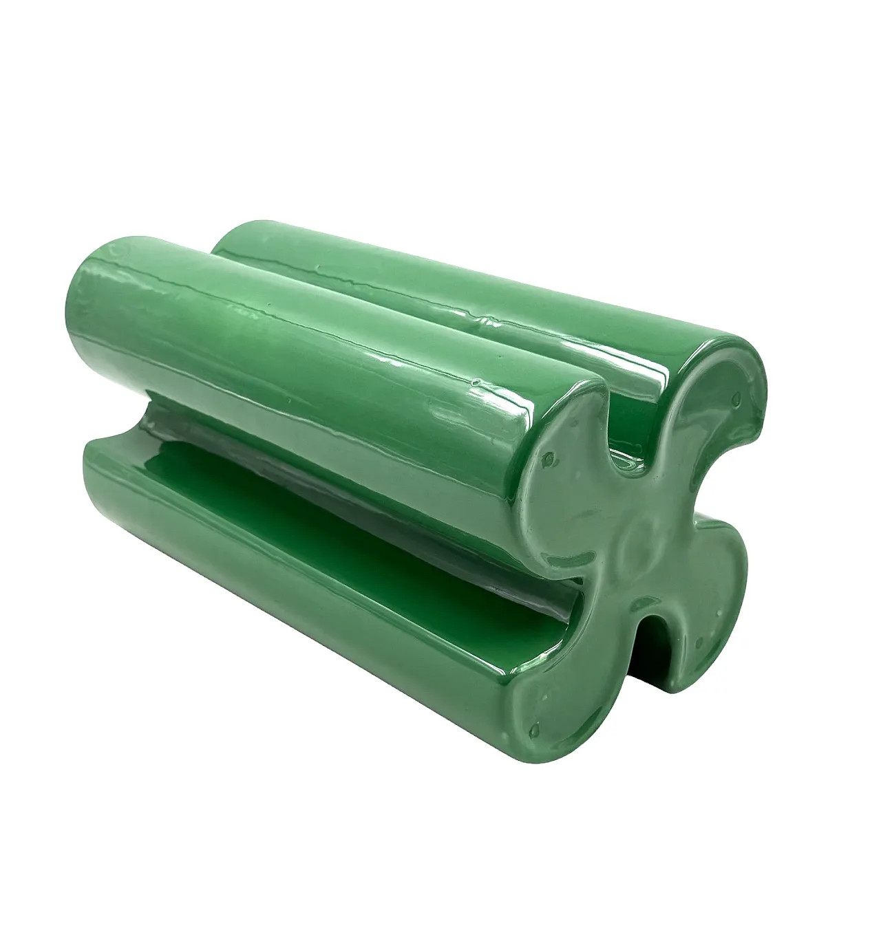 Vaso in ceramica verde di Franco Bettonica per Gabbianelli, anni '70 20