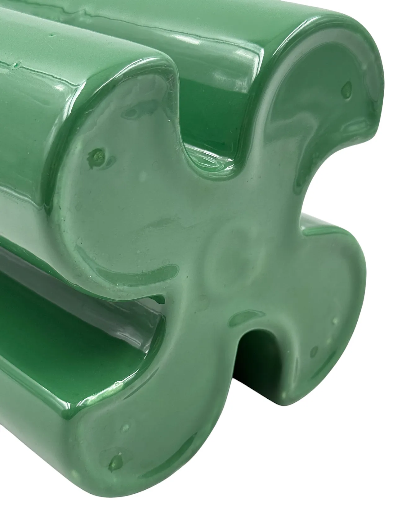 Vaso in ceramica verde di Franco Bettonica per Gabbianelli, anni '70 21