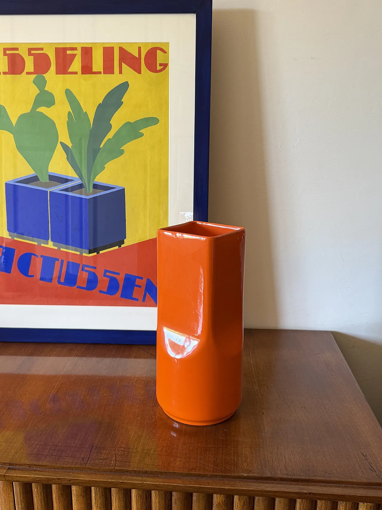 Vaso in ceramica arancione dello Studio Opi per Gabbianelli, anni '70 2