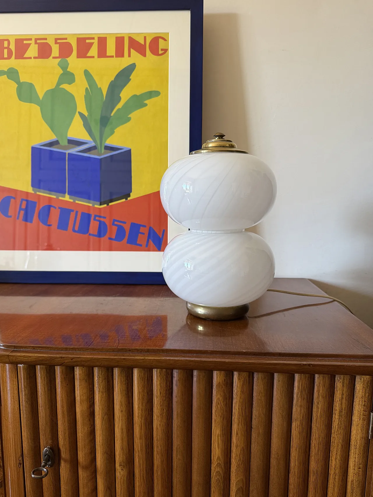 Mid-Century Brass and Glass Table Lamp, Gielle Italy, 1970s 2