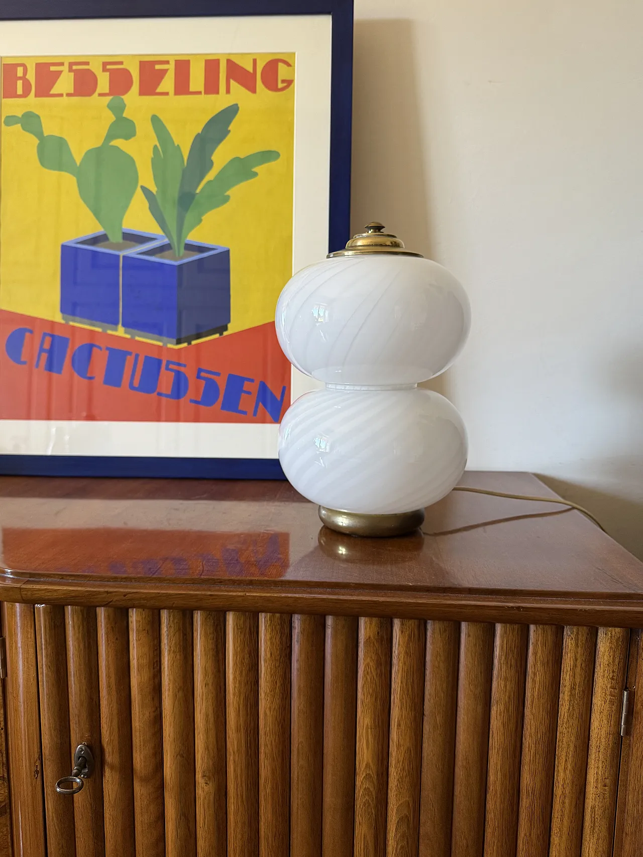 Mid-Century Brass and Glass Table Lamp, Gielle Italy, 1970s 3