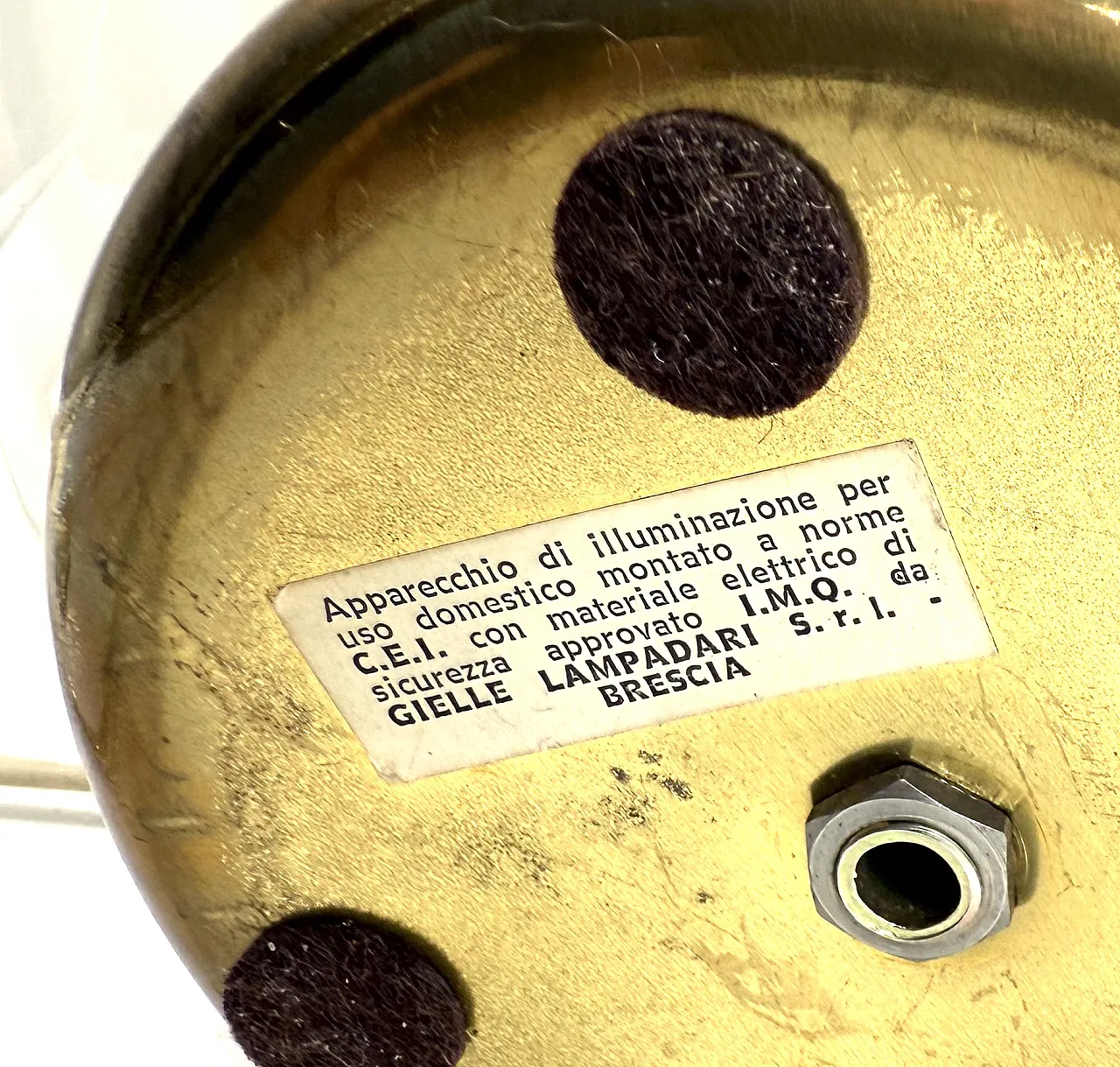 Mid-Century Brass and Glass Table Lamp, Gielle Italy, 1970s 15