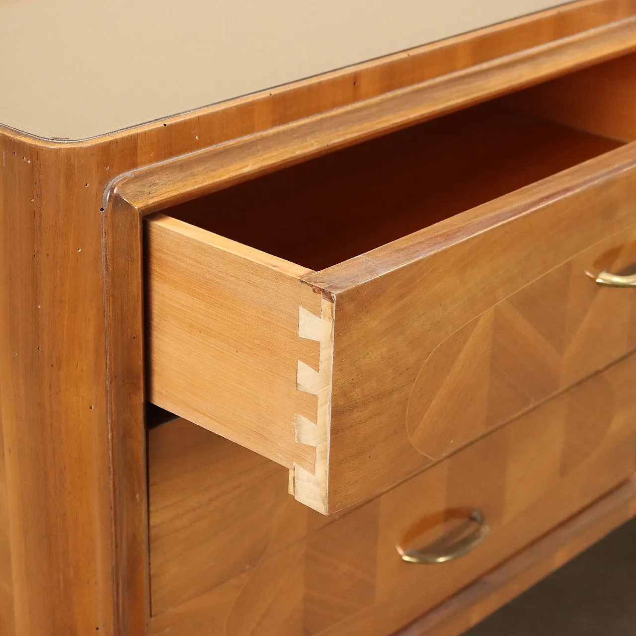 Walnut veneered wood dresser with mirror, 1960s 4