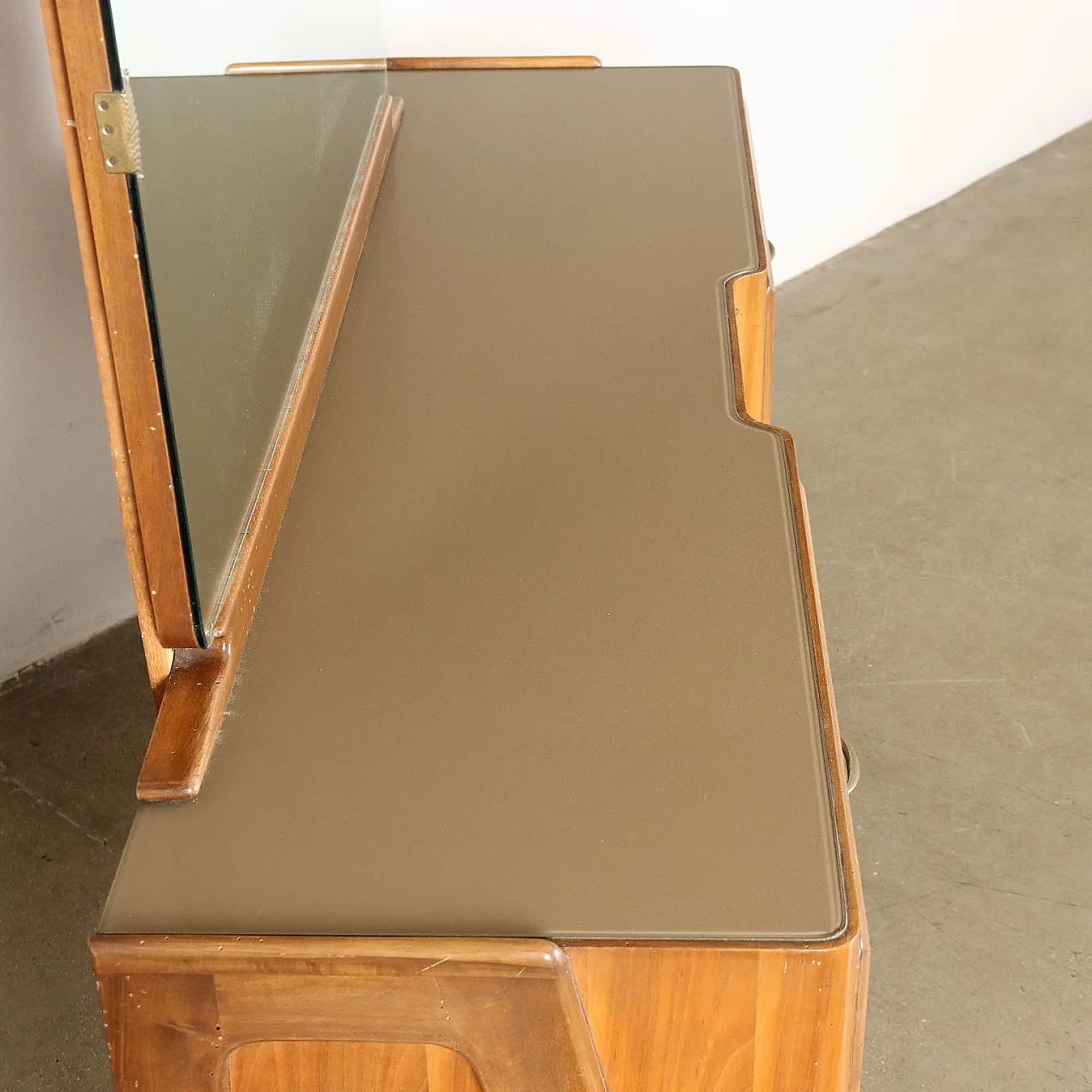 Walnut veneered wood dresser with mirror, 1960s 9
