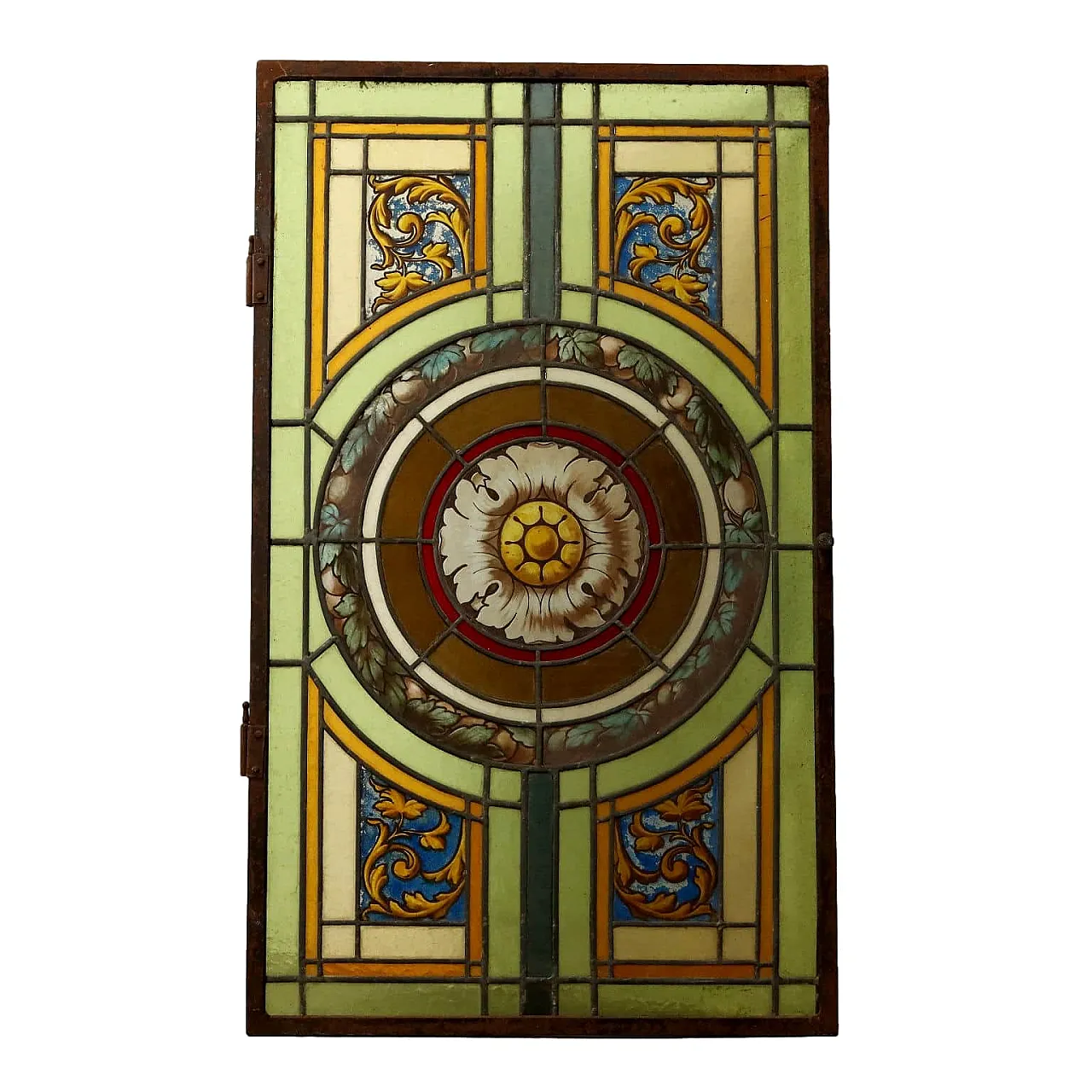 Art Nouveau stained & painted leaded glass window, 19th century 1