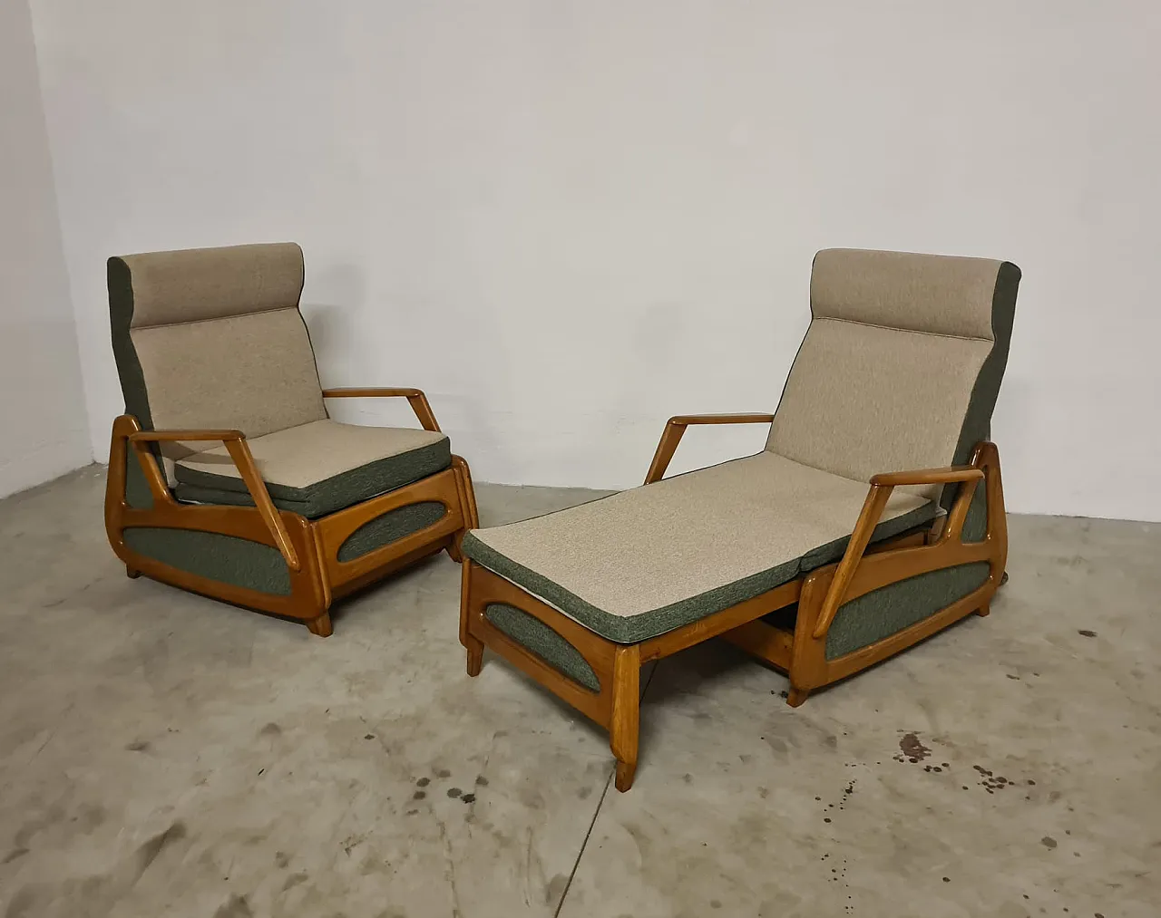 Pair of the French manufacturing armchairs 1950s 9