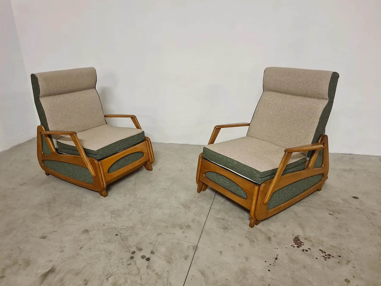 Pair of the French manufacturing armchairs 1950s 13