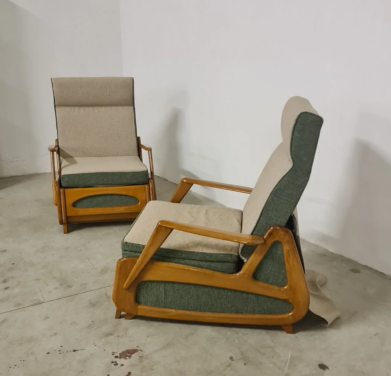 Pair of the French manufacturing armchairs 1950s 14