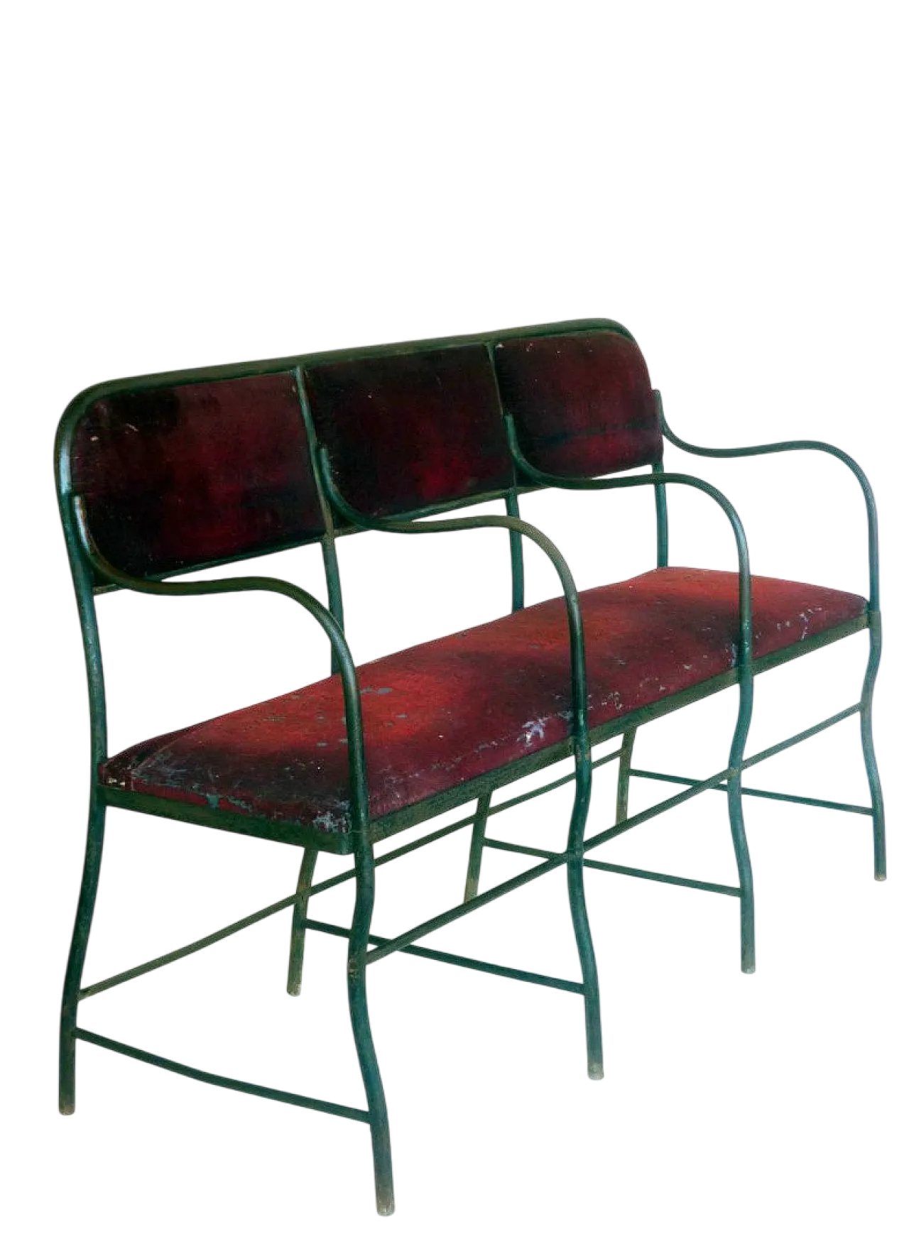 Wrought iron theatre sofa, early 20th century 11