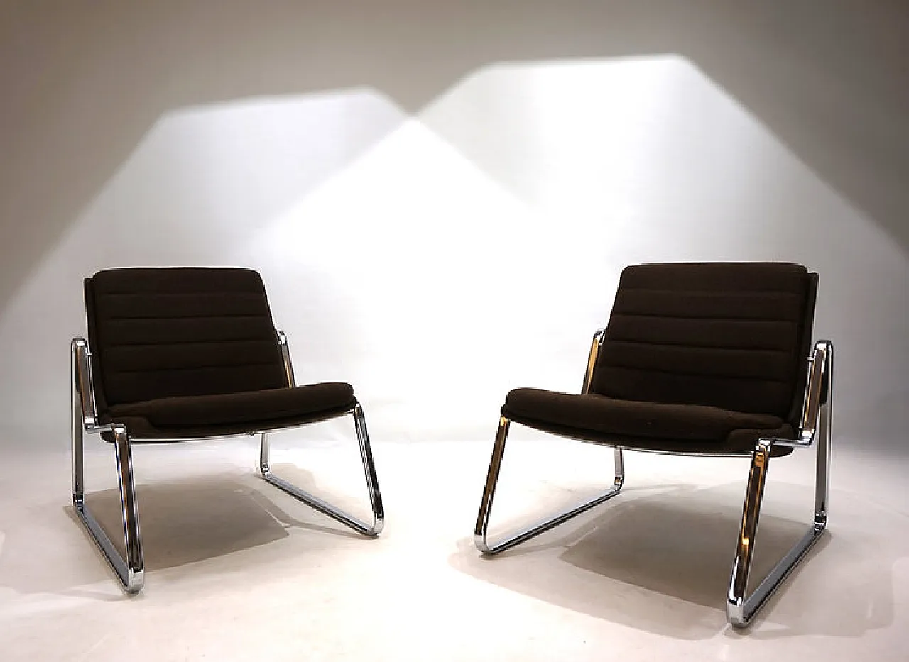 Coppia di sedie lounge cromate di Drabert di Gerd Lange, anni '70 1