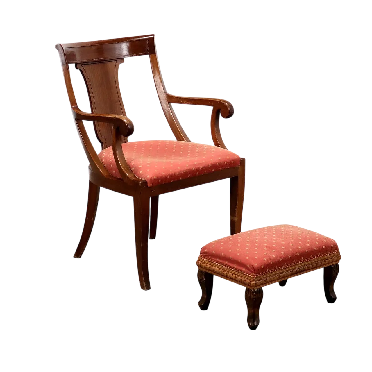 Empire-style armchair with footstool, 19th century 11