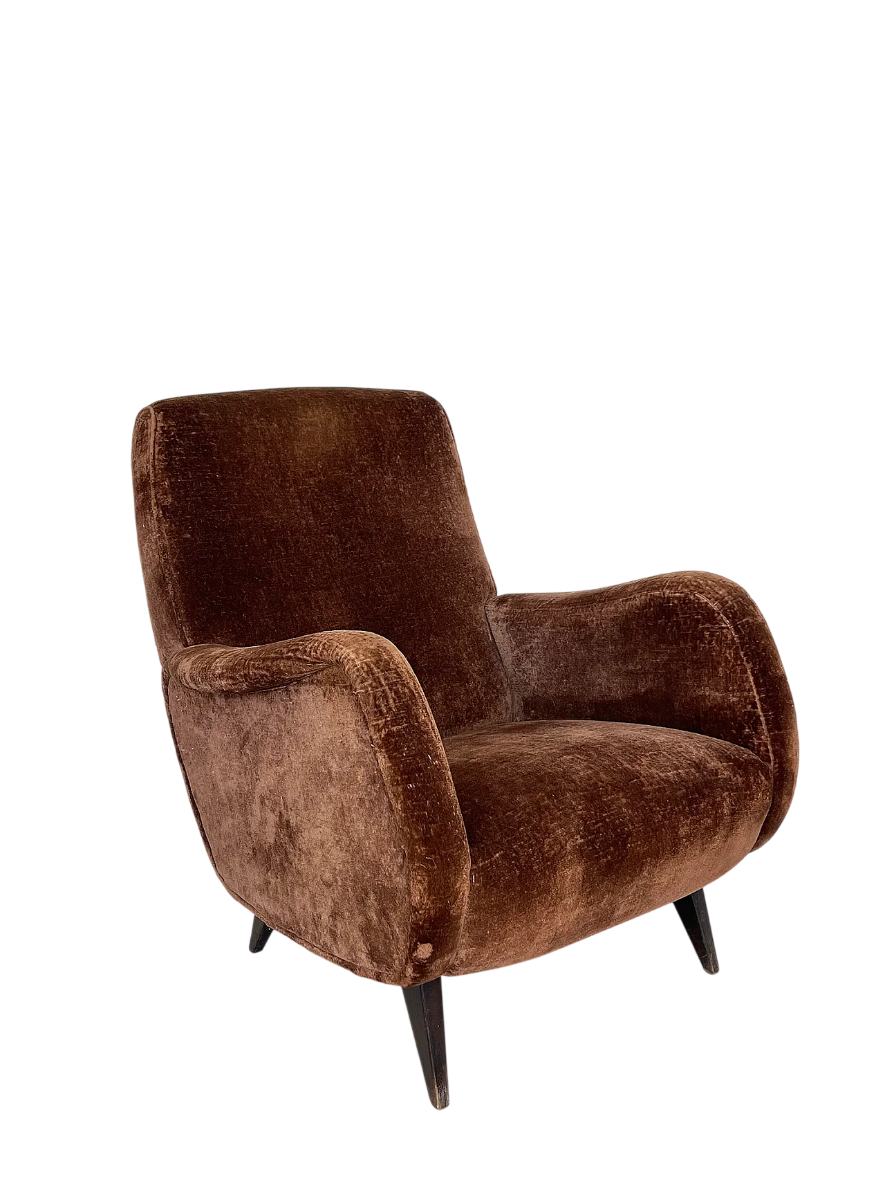 Italian 1960s brown velvet armchair 24