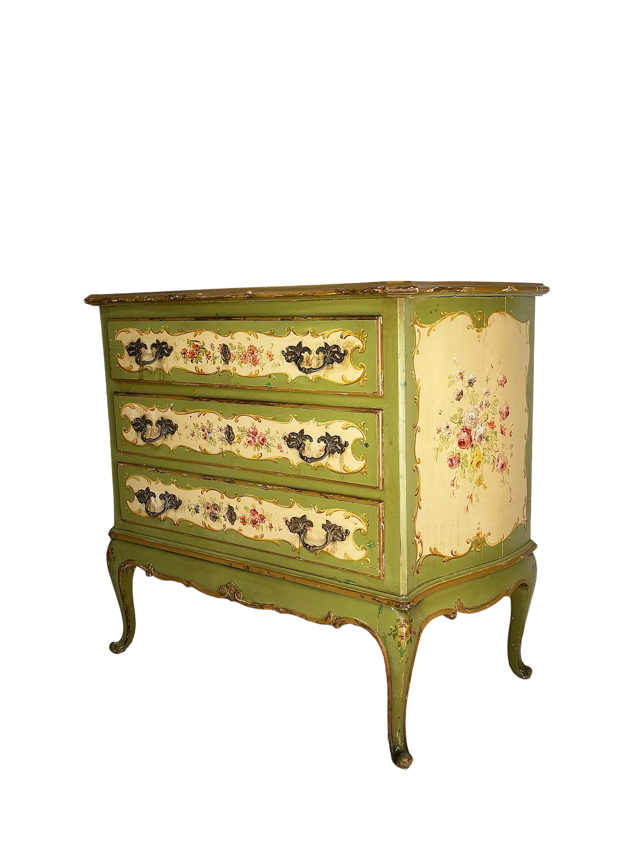 Italian Venetian style Hand Paintedchest of drawers, 50s 23