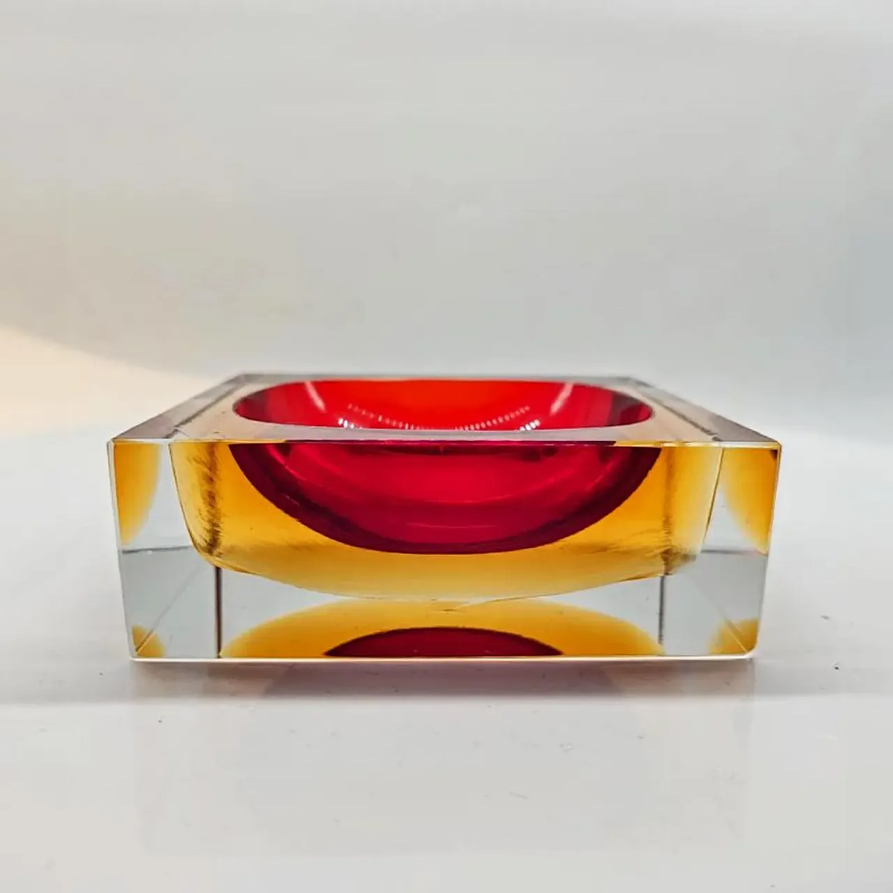 Square ashtray or in Murano glass by Flavio Poli for Seguso, 1960s 1