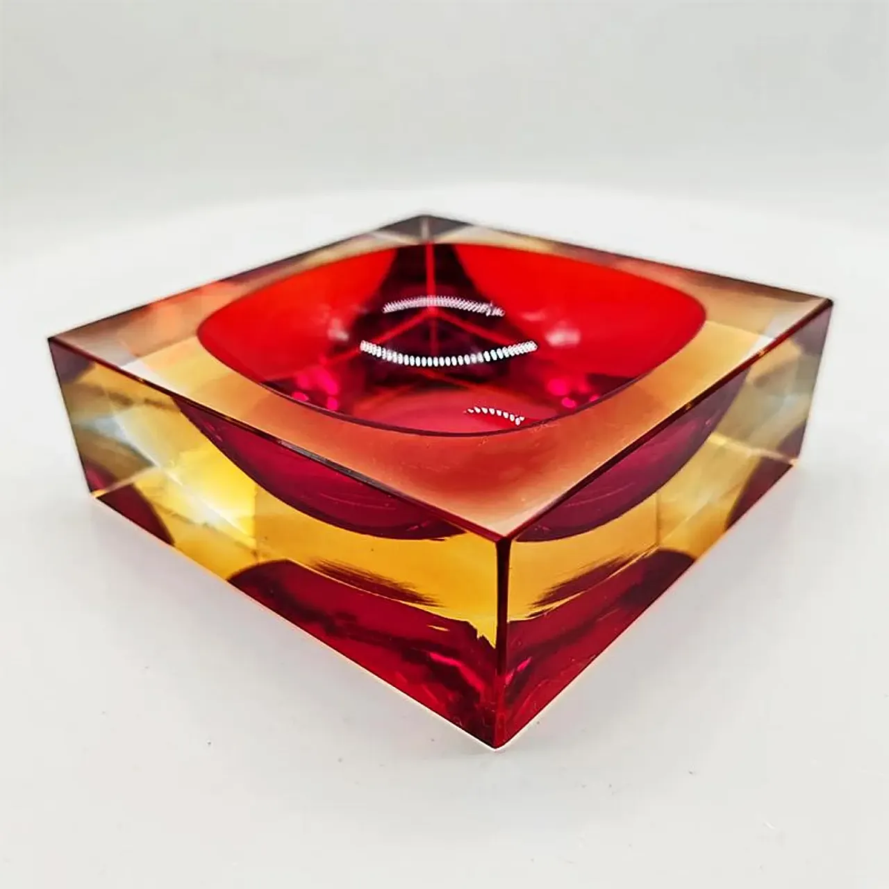 Square ashtray or in Murano glass by Flavio Poli for Seguso, 1960s 2