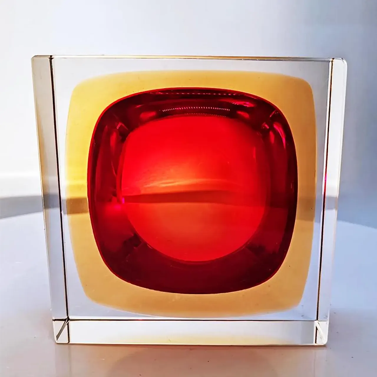 Square ashtray or in Murano glass by Flavio Poli for Seguso, 1960s 3