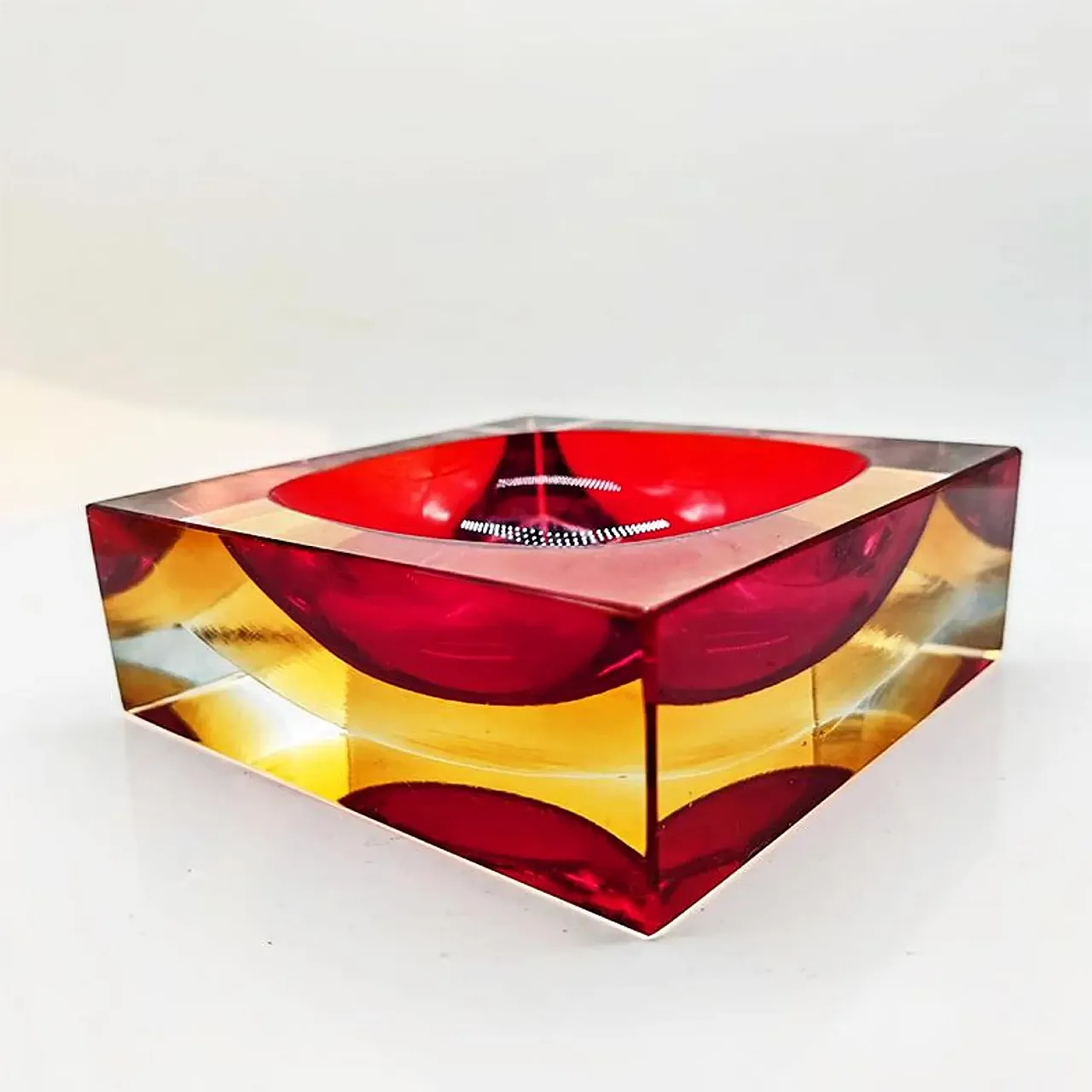 Square ashtray or in Murano glass by Flavio Poli for Seguso, 1960s 4